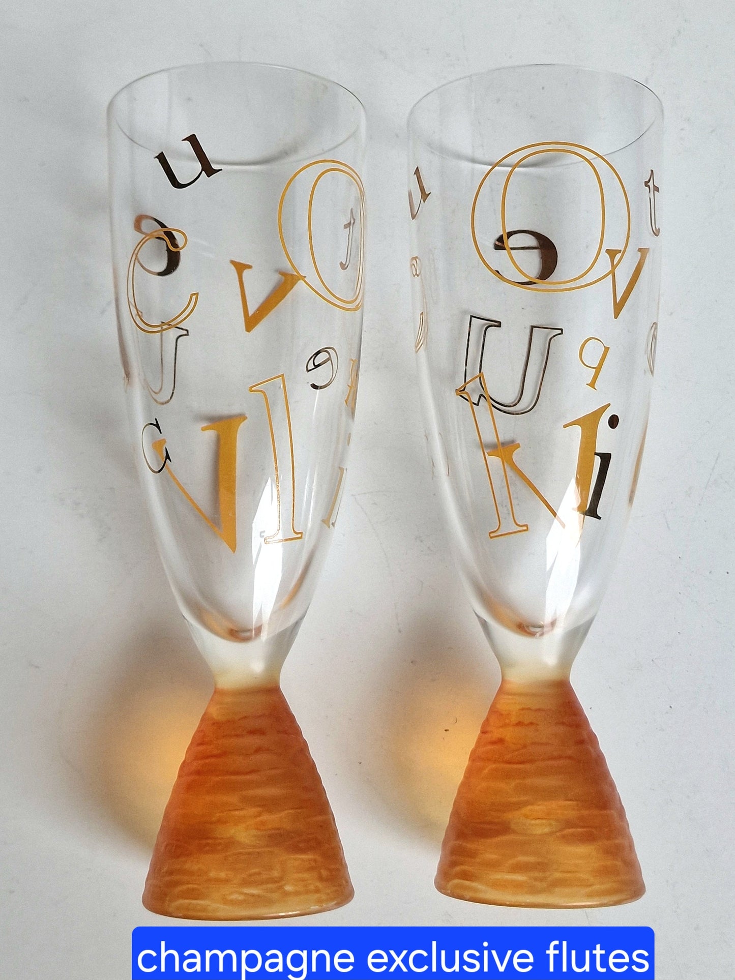 Veuve Clicquot Alphabet Champagne Flutes, Limited Edition, French Luxury Party