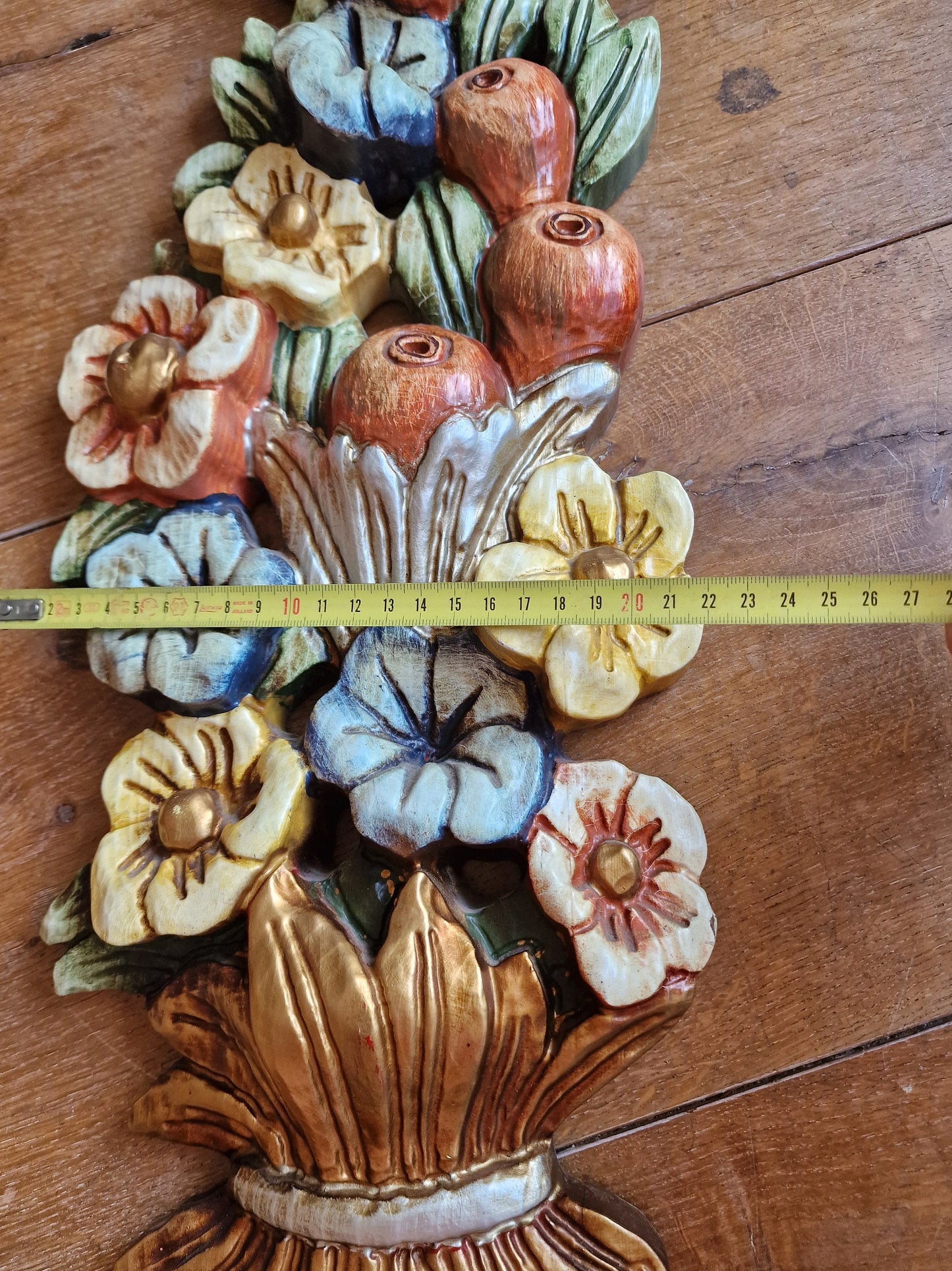 italy woodcarving italian antique handmade polychrome flower old bouquet toscane sunny life