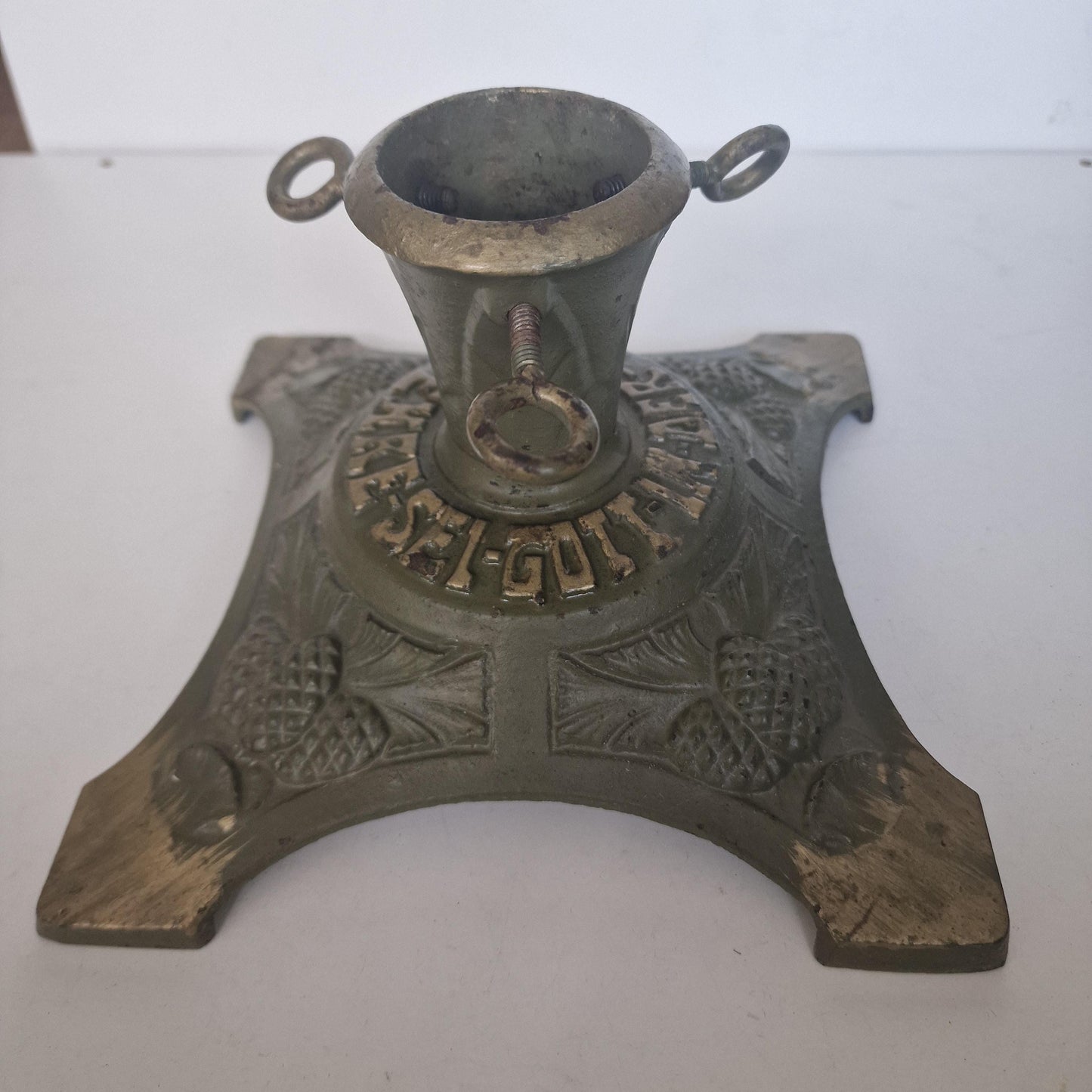 Antique Art Nouveau Iron Christmas Tree Stand, Glory of God Bayern Germany