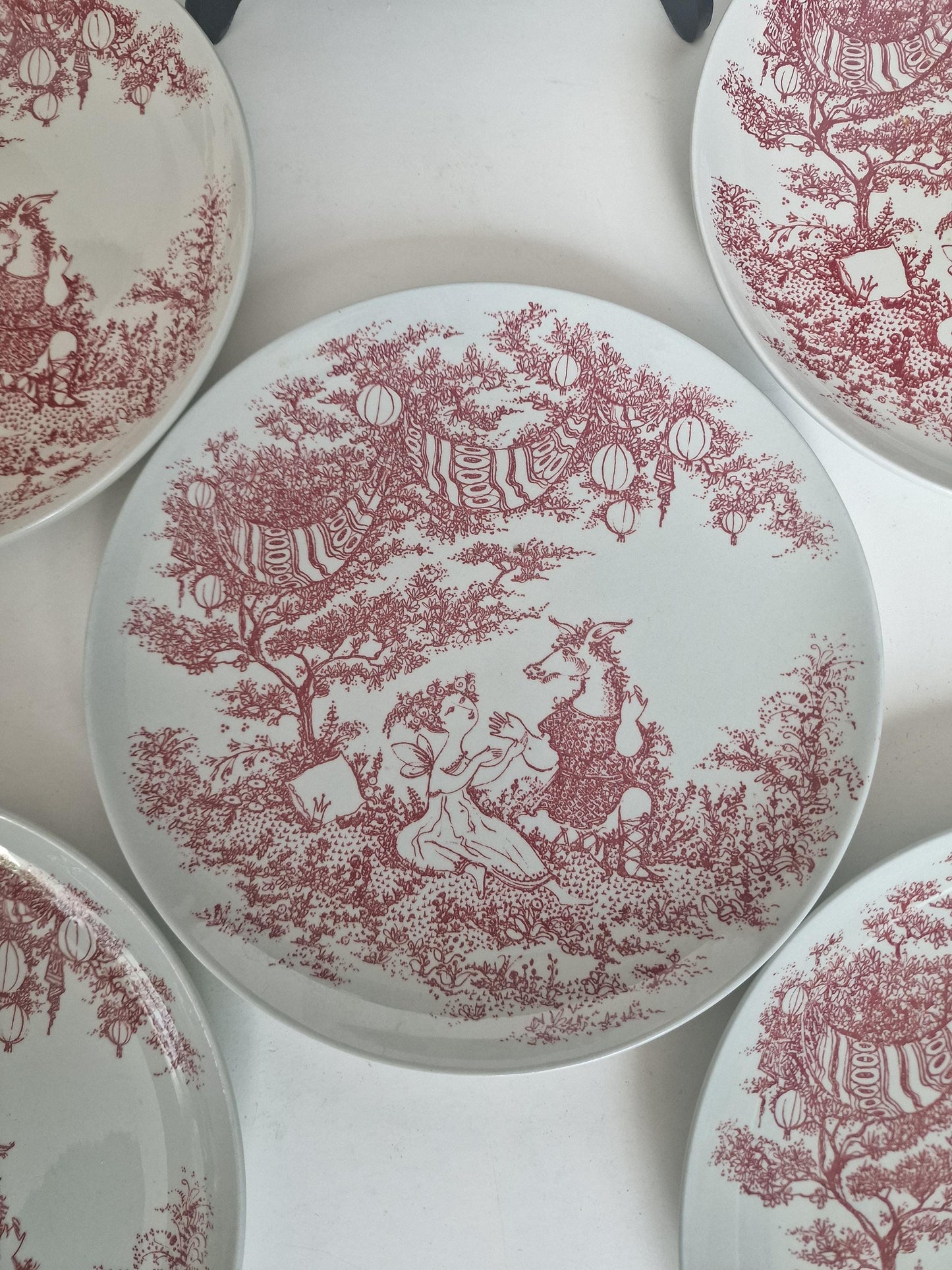 Bjorn Wiinblad Rosenthal Porcelain Plate Set, Midsummer Night Dream