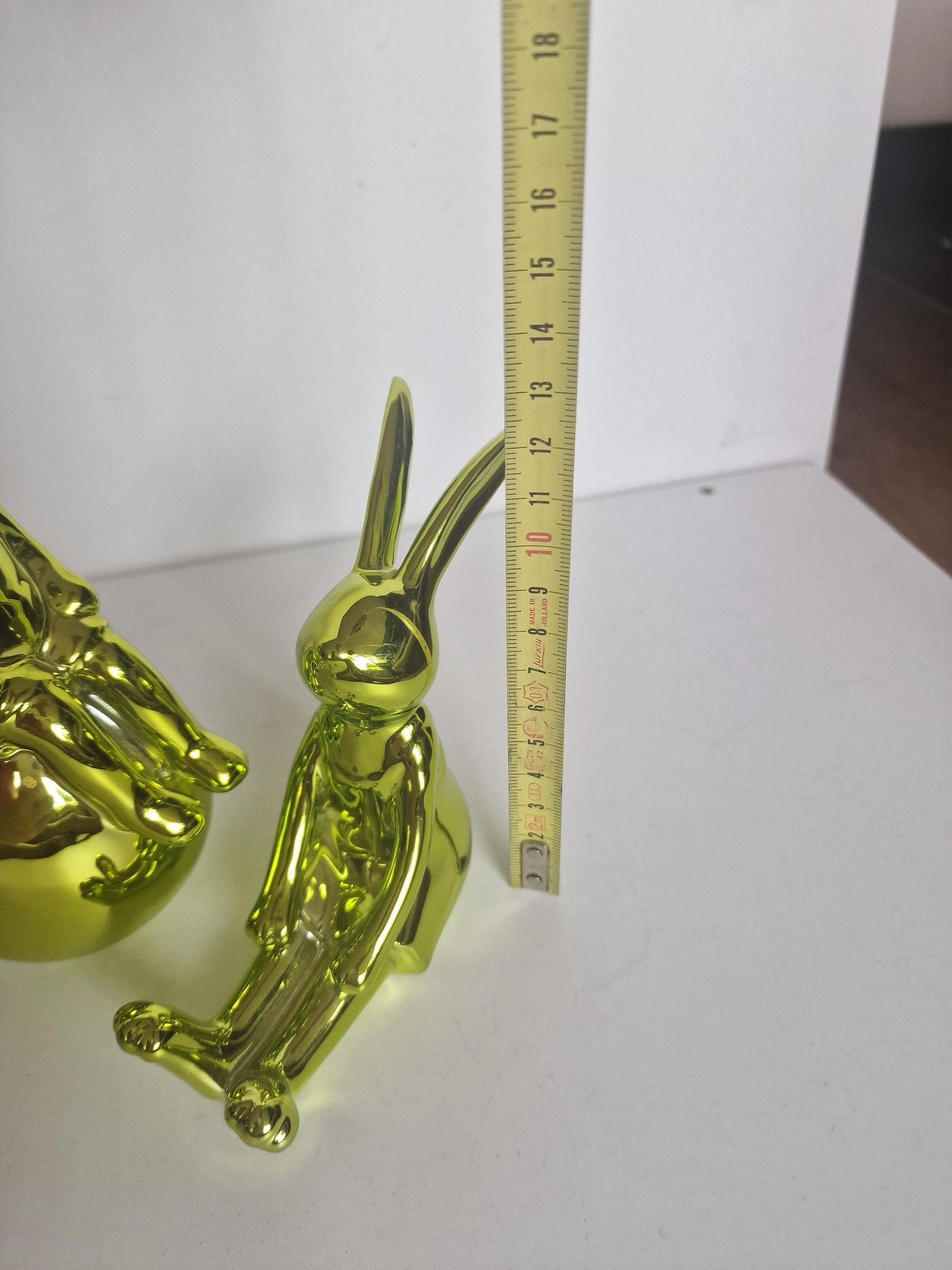 Metallic Green Bunny Figurines, Easter Decoration Set