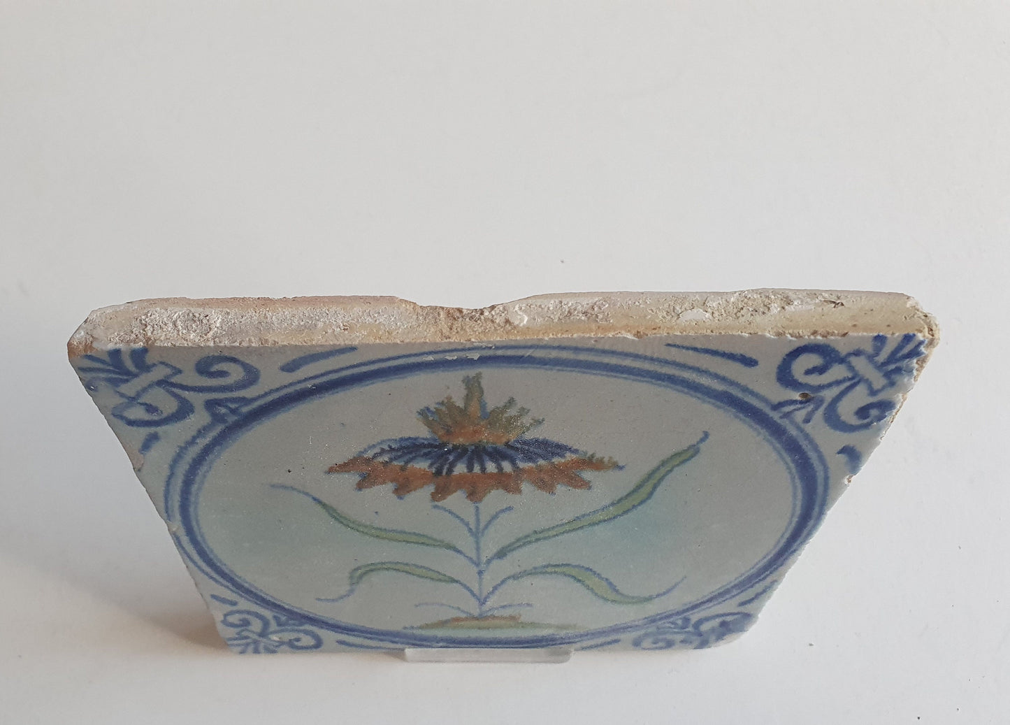 Antique Dutch Tile - polychrome flower - Dated around 1625, delft holland golden century