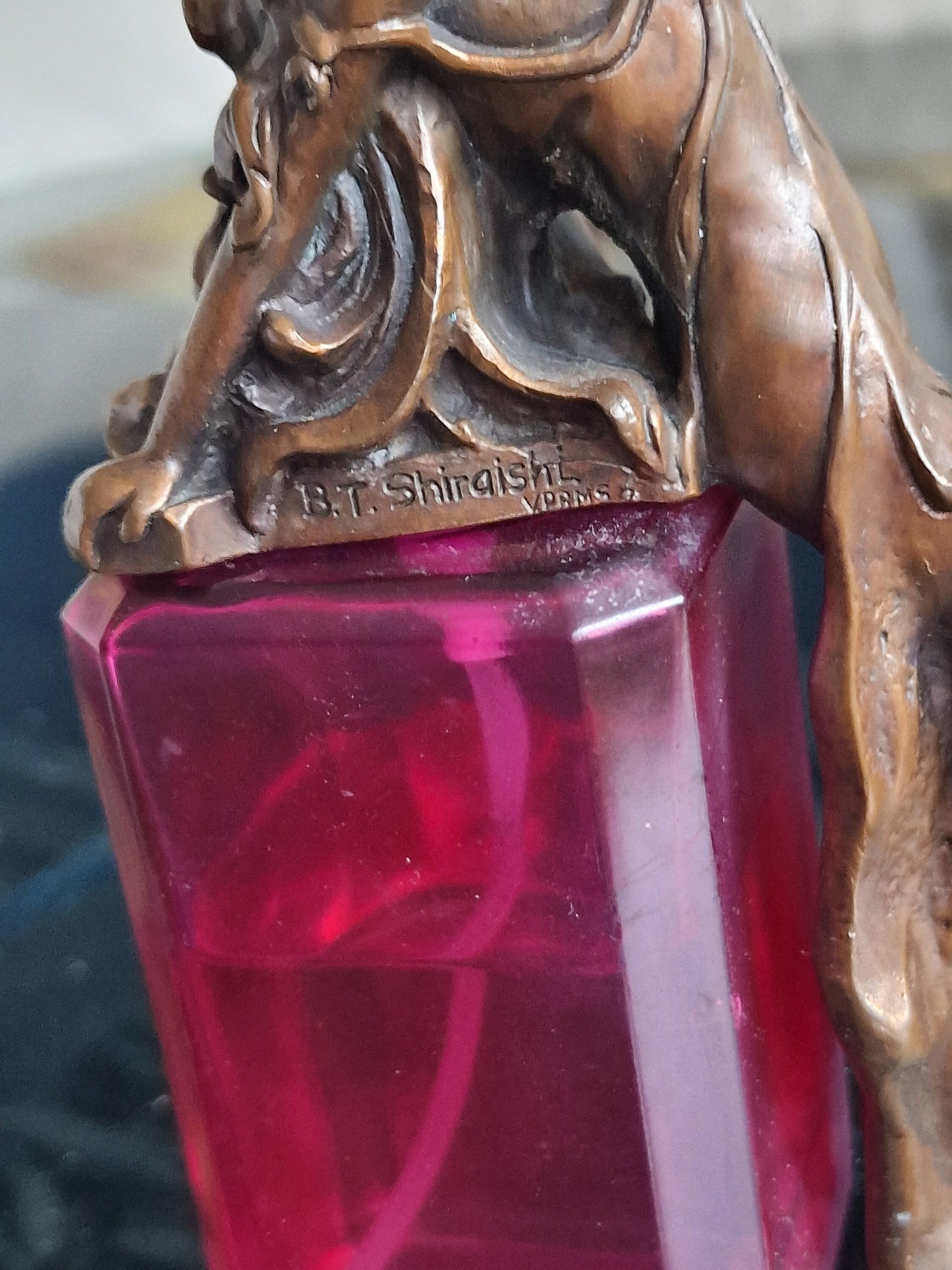 Barry Shiraishi 'Julia' Bronze Figure on  Perfume Bottle, Les Beaux Arts, Limited Edition
