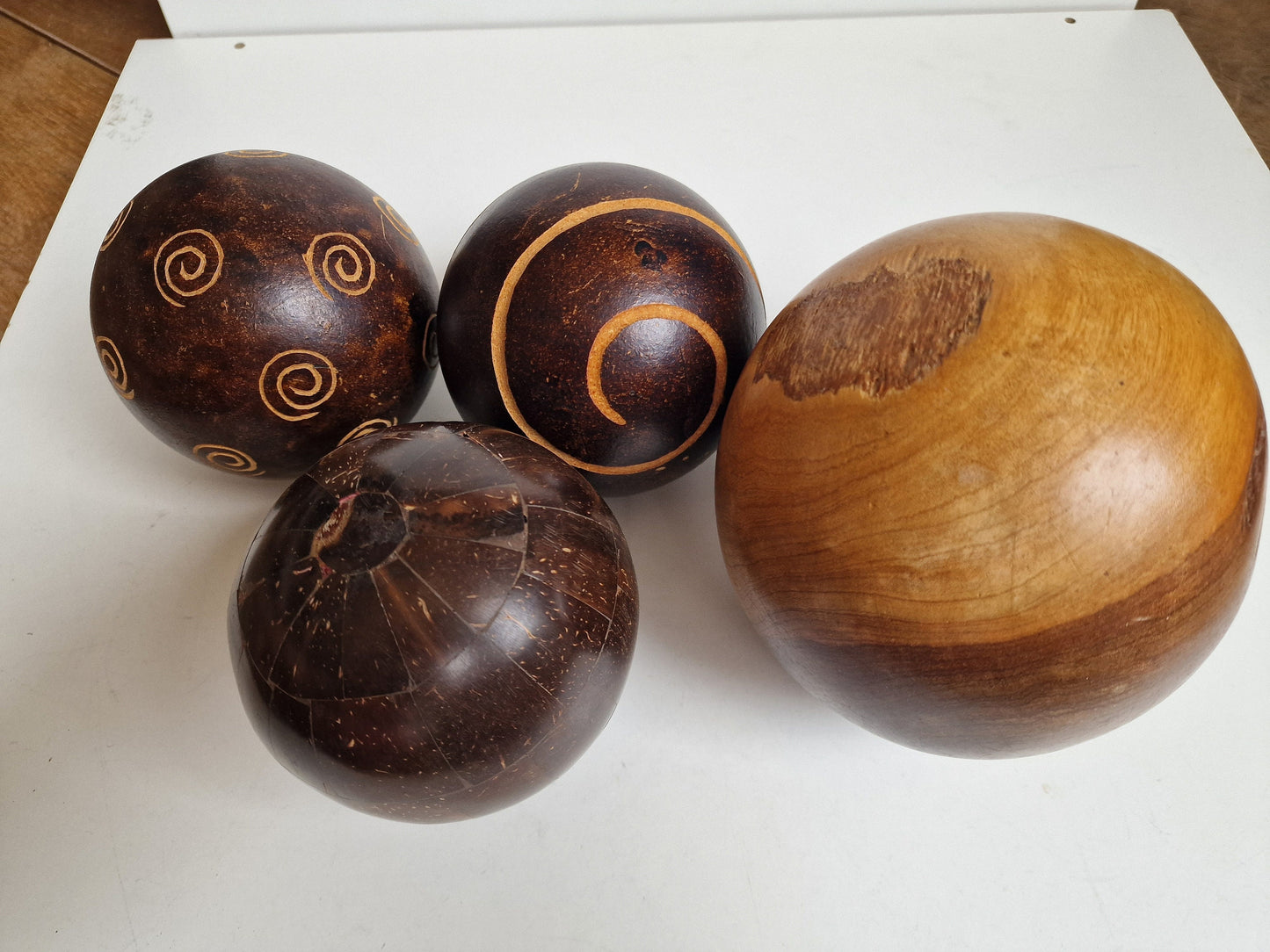 wood sphere balls old librairy large one is massive,