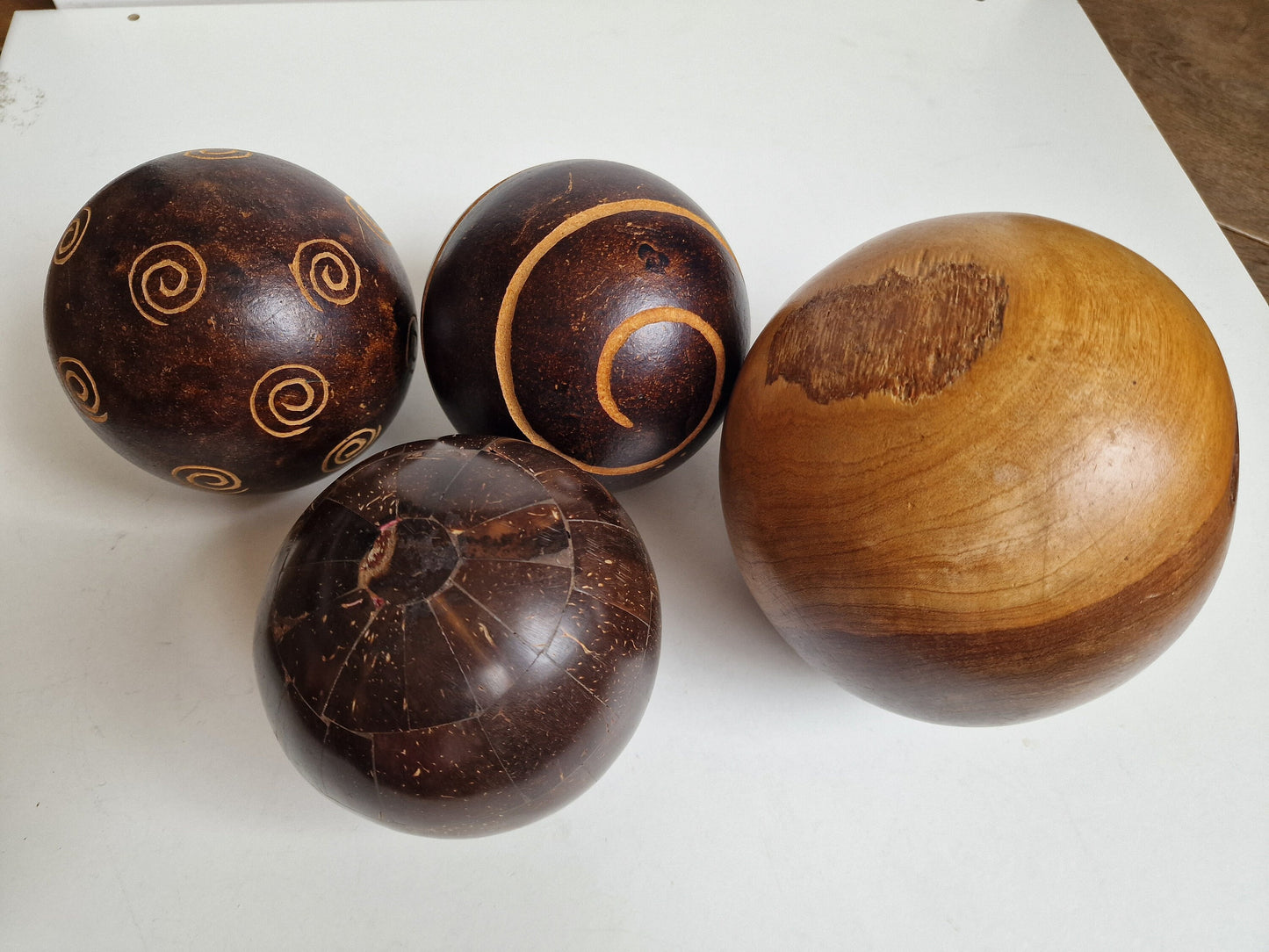 wood sphere balls old librairy large one is massive,