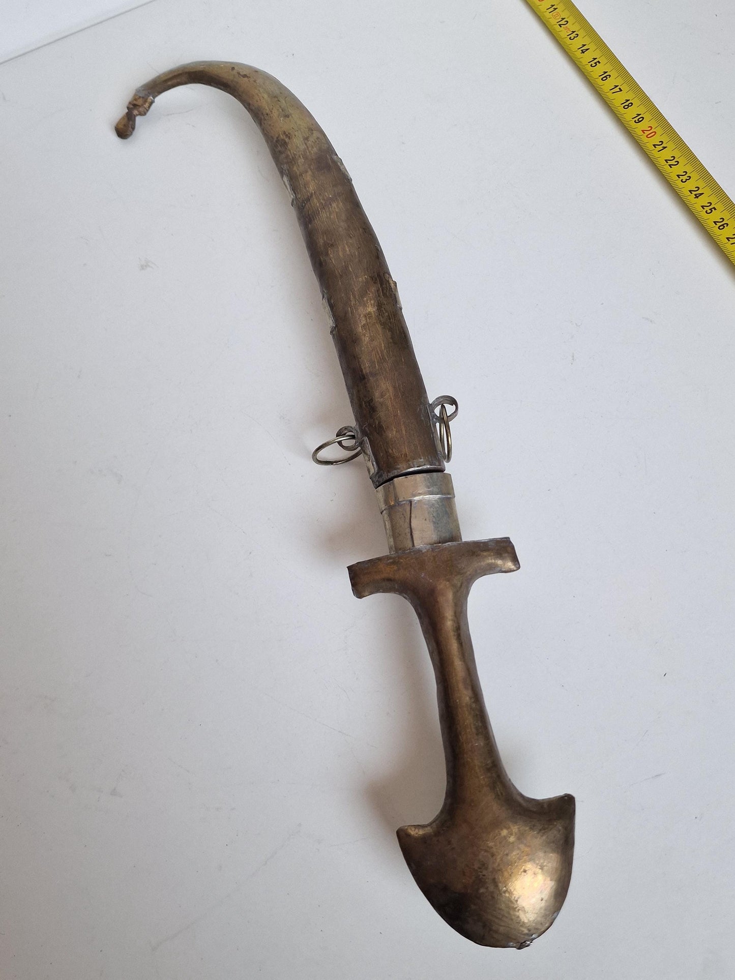 Antique Silver Jambiya Dagger, North African Knife, Ethnic Nomad Sabre (L 43 cm)