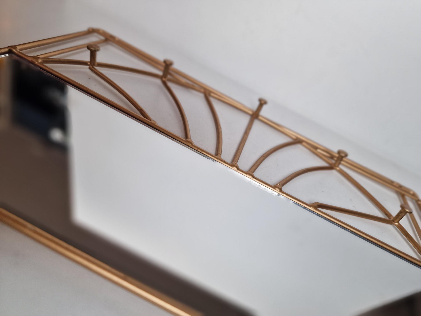Brass Hollywood Regency Mirror with Hooks, Scarf & Necklace Organizer