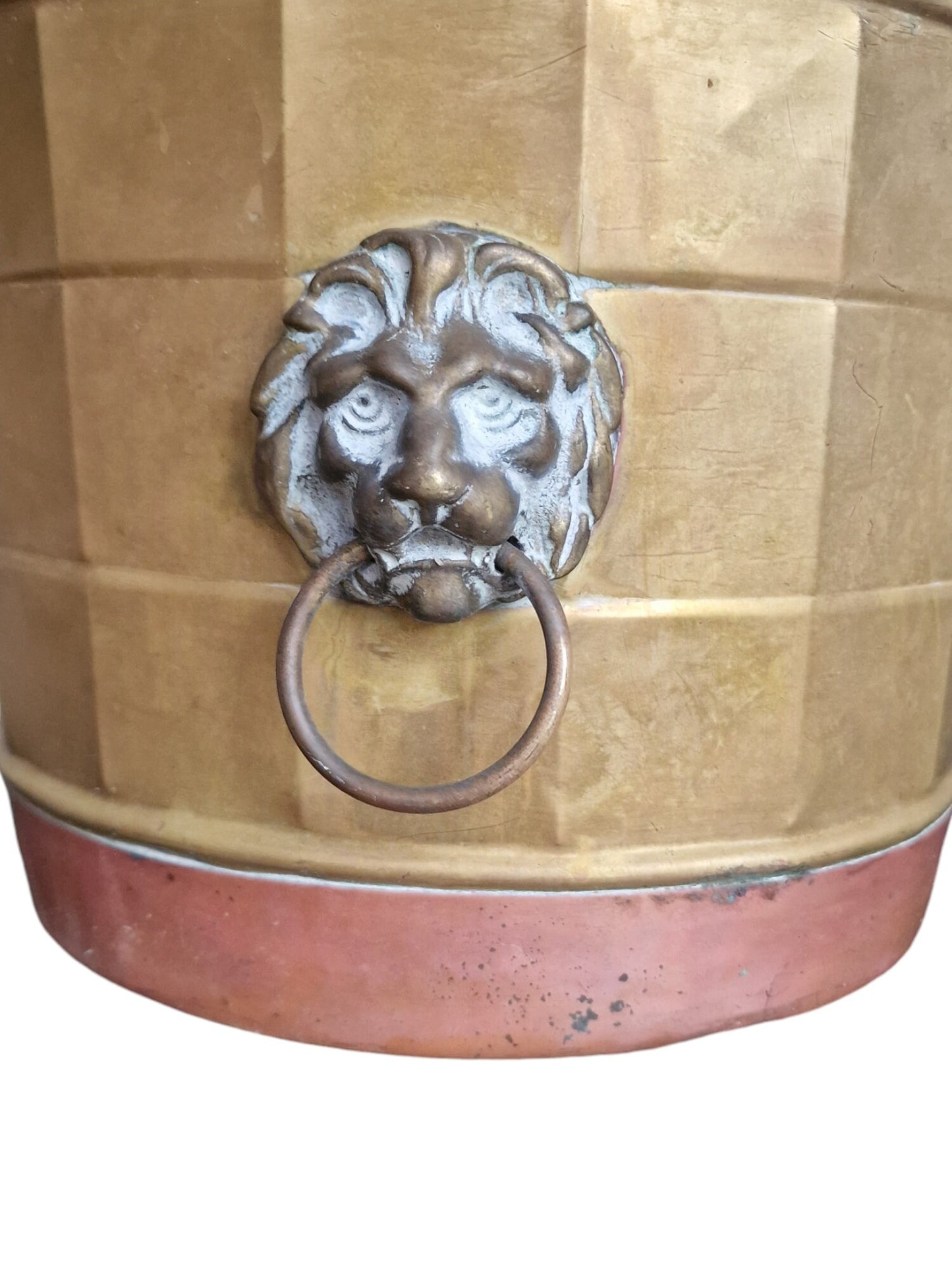 Antique Copper Bak Planter, Lion Head Jardiniere, Dutch 19th Century