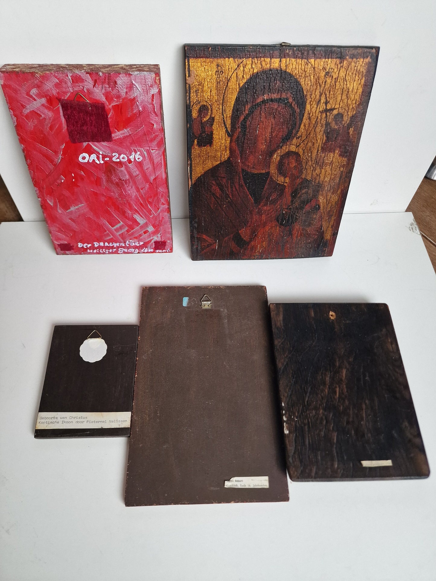 Icon set,  20th replica, 1 at both sides, mother Mary an Child,