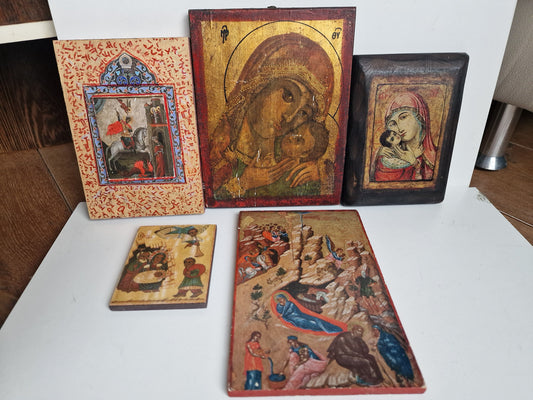 Icon set,  20th replica, 1 at both sides, mother Mary an Child,