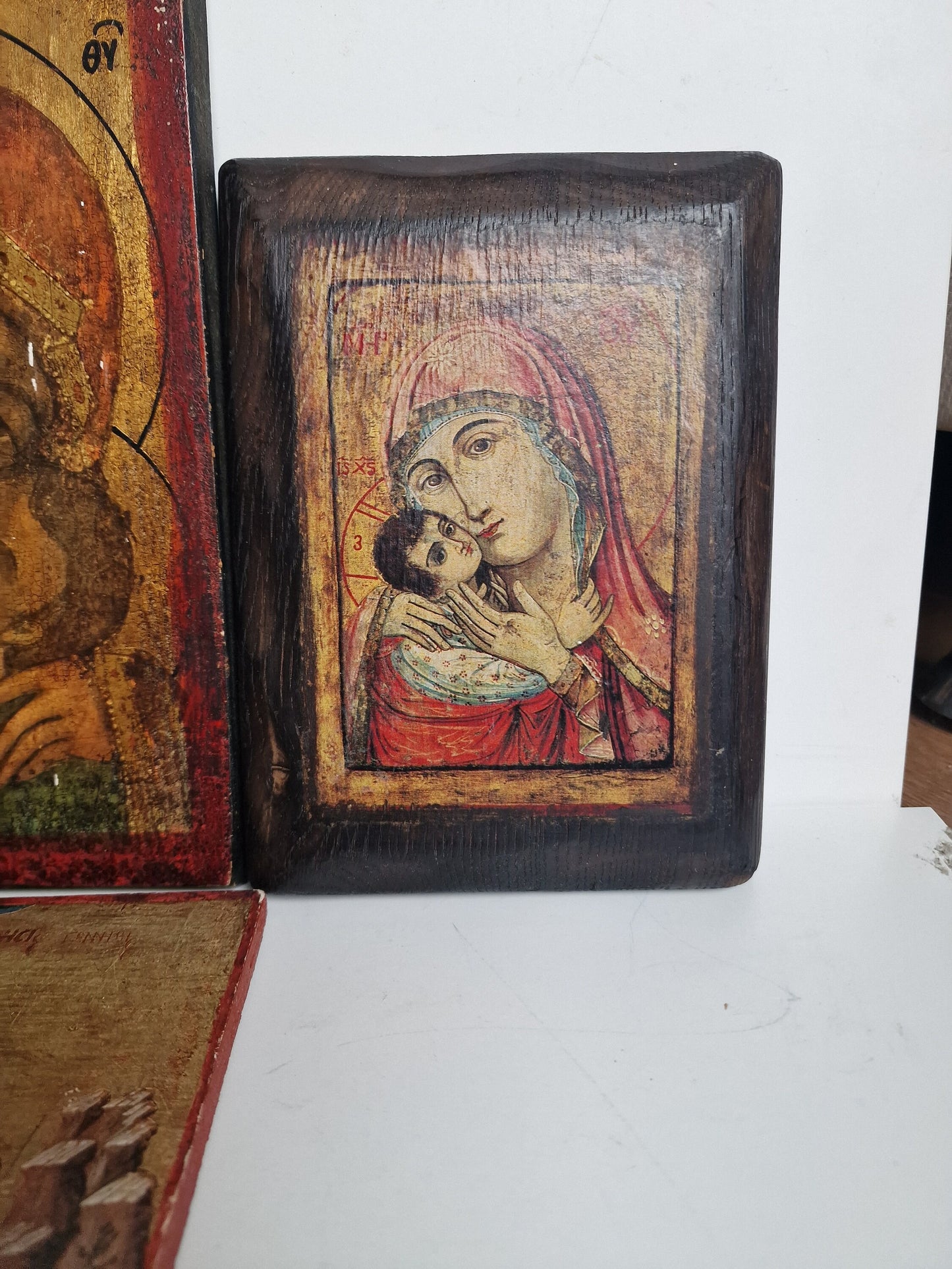 Icon set,  20th replica, 1 at both sides, mother Mary an Child,