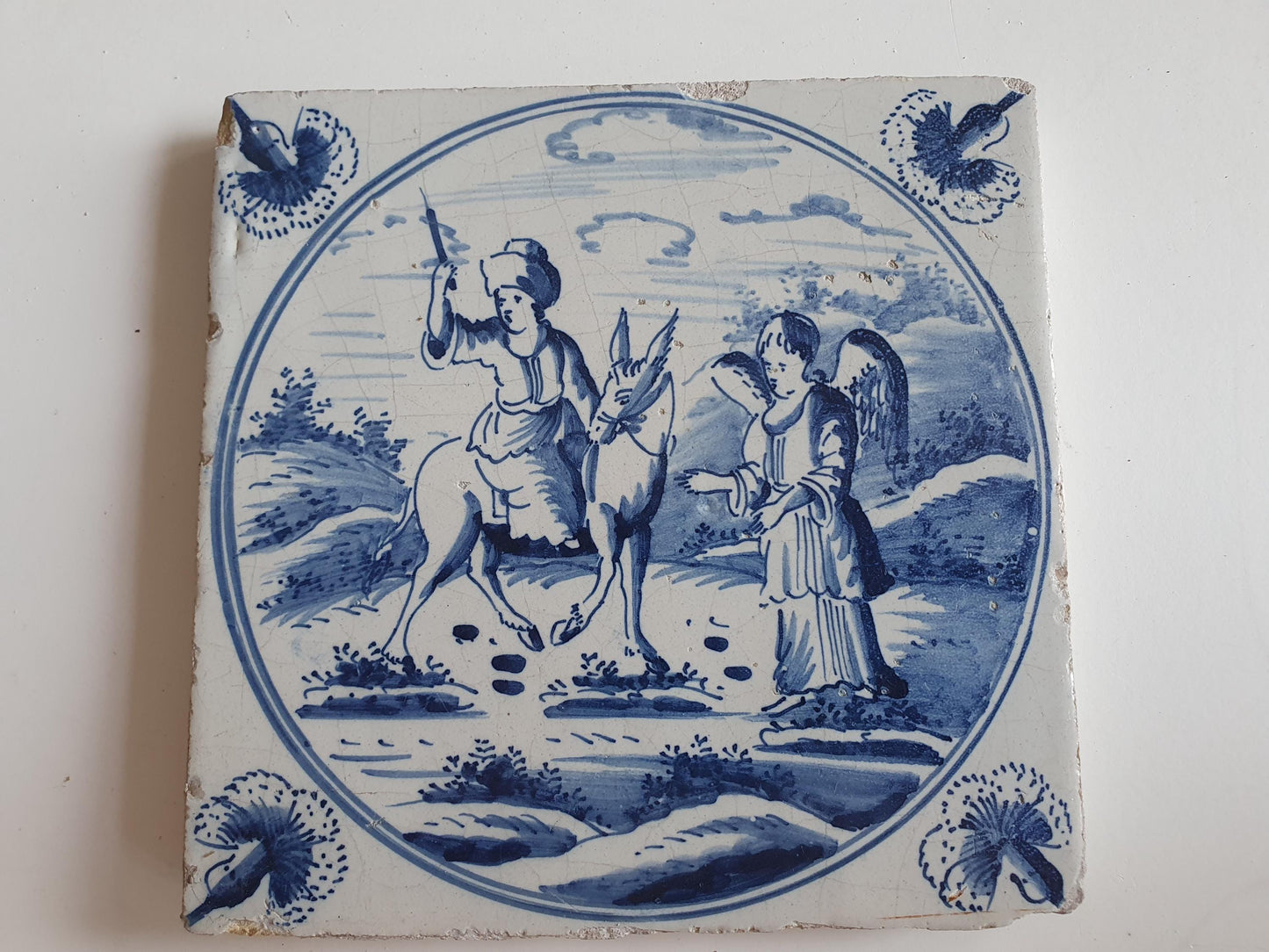 Antique Delft Blue Tile, Biblical Scene, Amsterdam, 1780