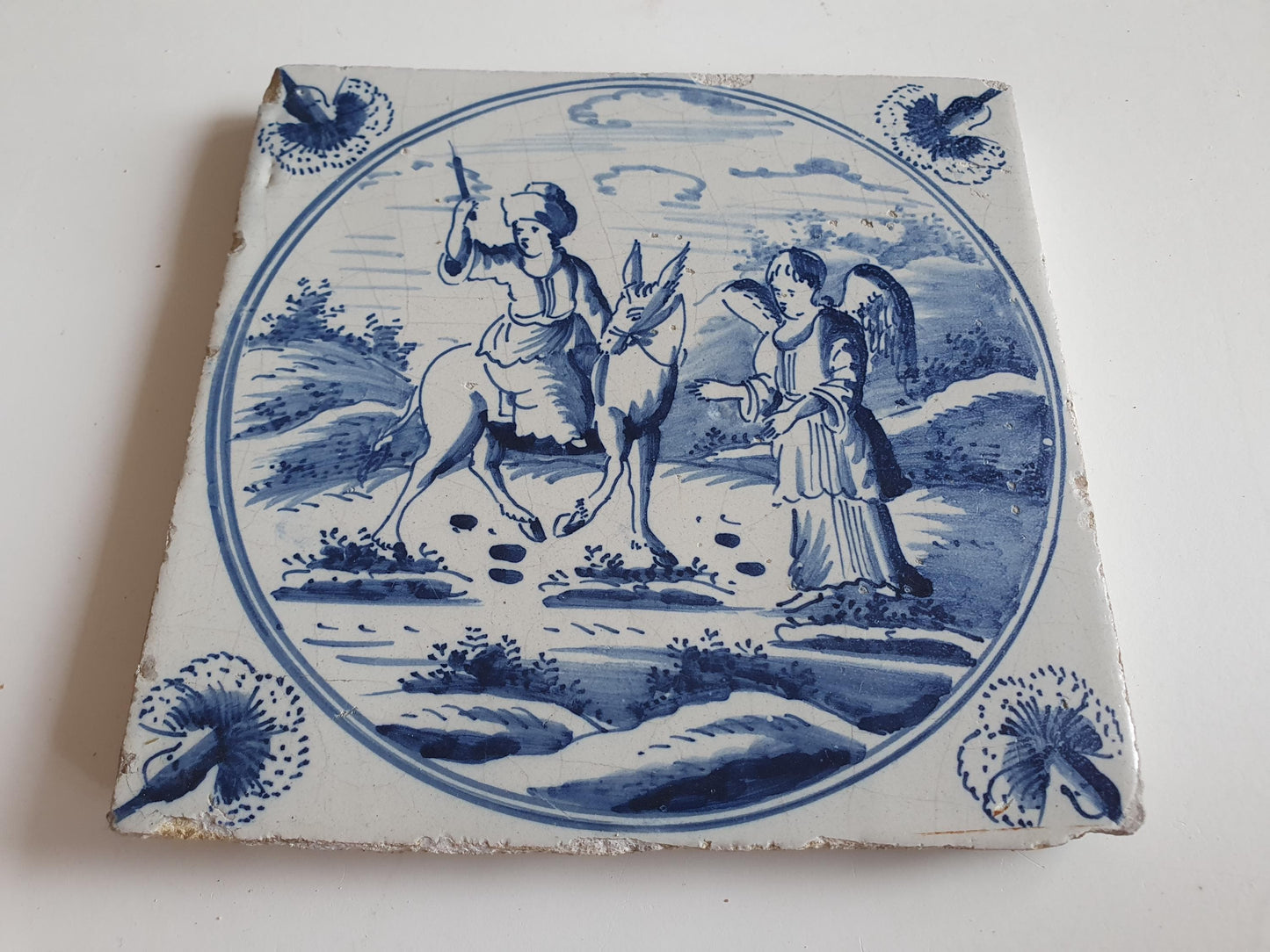 Antique Delft Blue Tile, Biblical Scene, Amsterdam, 1780