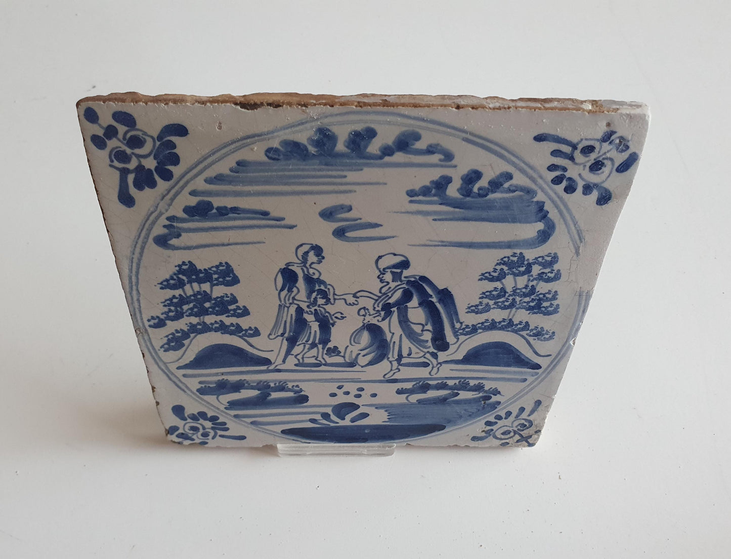 Antique Delft Tile, Biblical Scene, Dutch Blue, circa 1780
