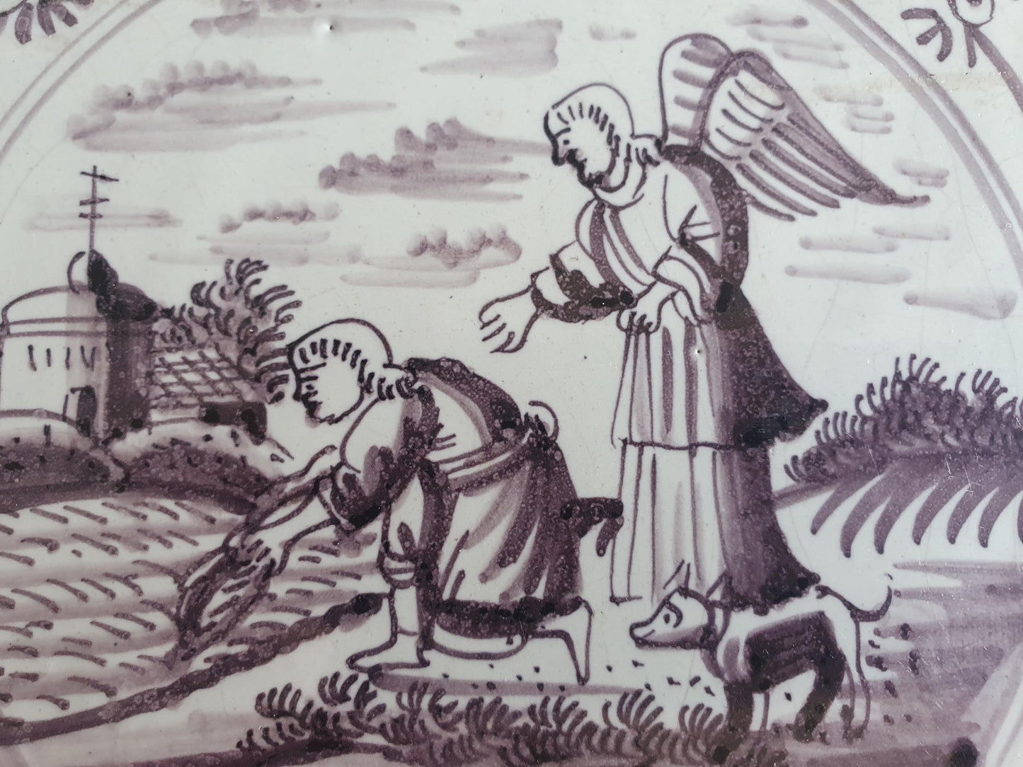 Antique Delft Tile: Biblical Scene, Rotterdam, 1760