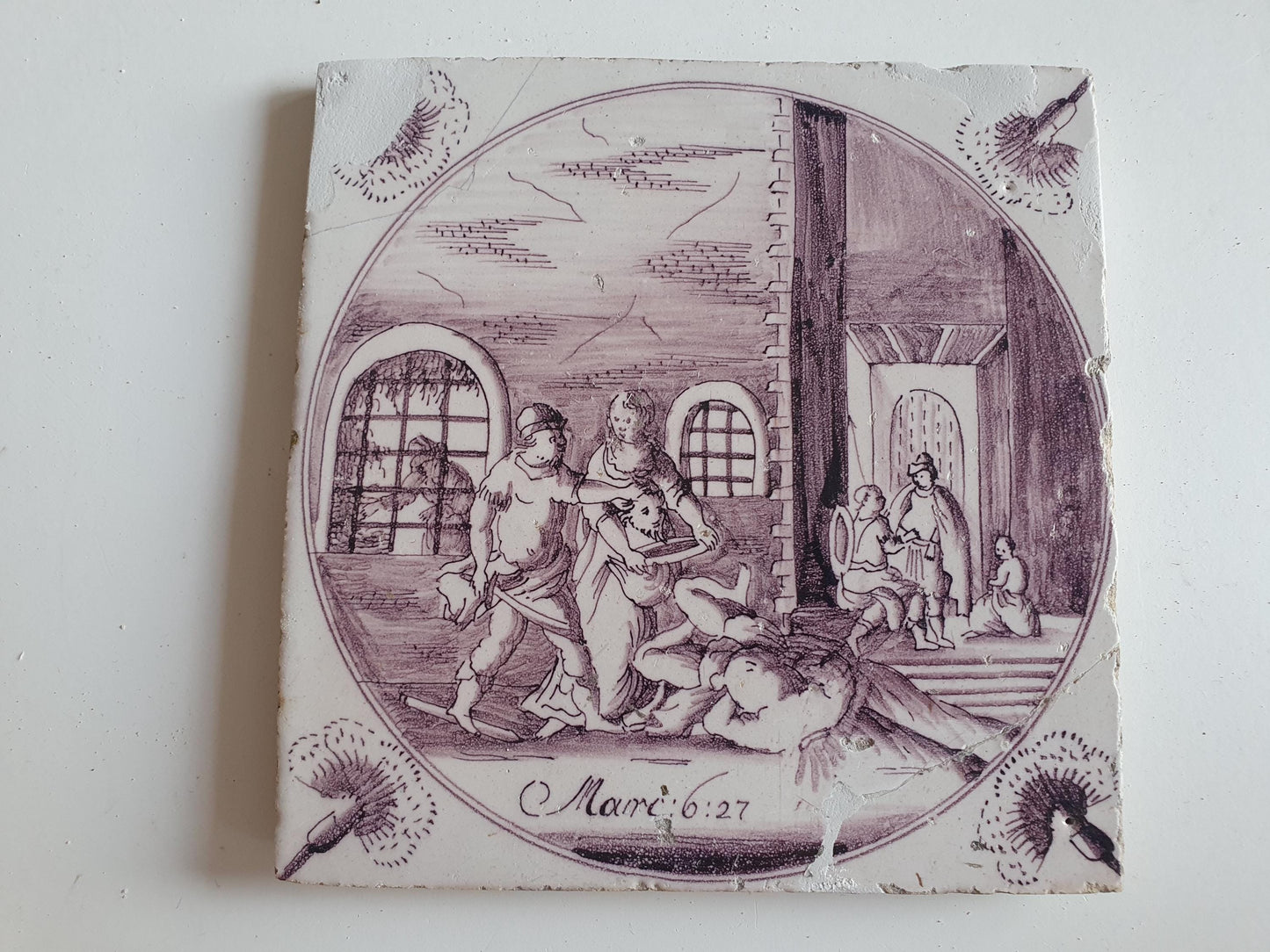 Antique Delft Tile, Biblical Scene, Amsterdam, 1780