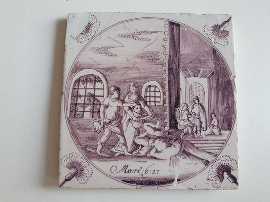 Antique Delft Tile, Biblical Scene, Amsterdam, 1780