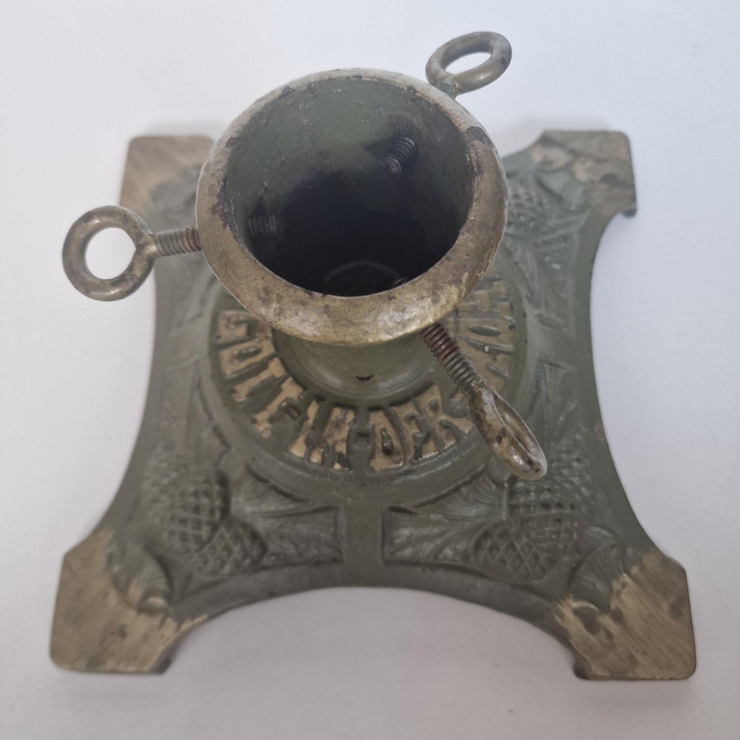 Antique Art Nouveau Iron Christmas Tree Stand, Glory of God Bayern Germany