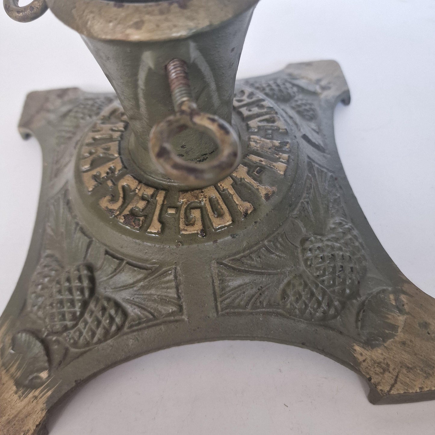 Antique Art Nouveau Iron Christmas Tree Stand, Glory of God Bayern Germany