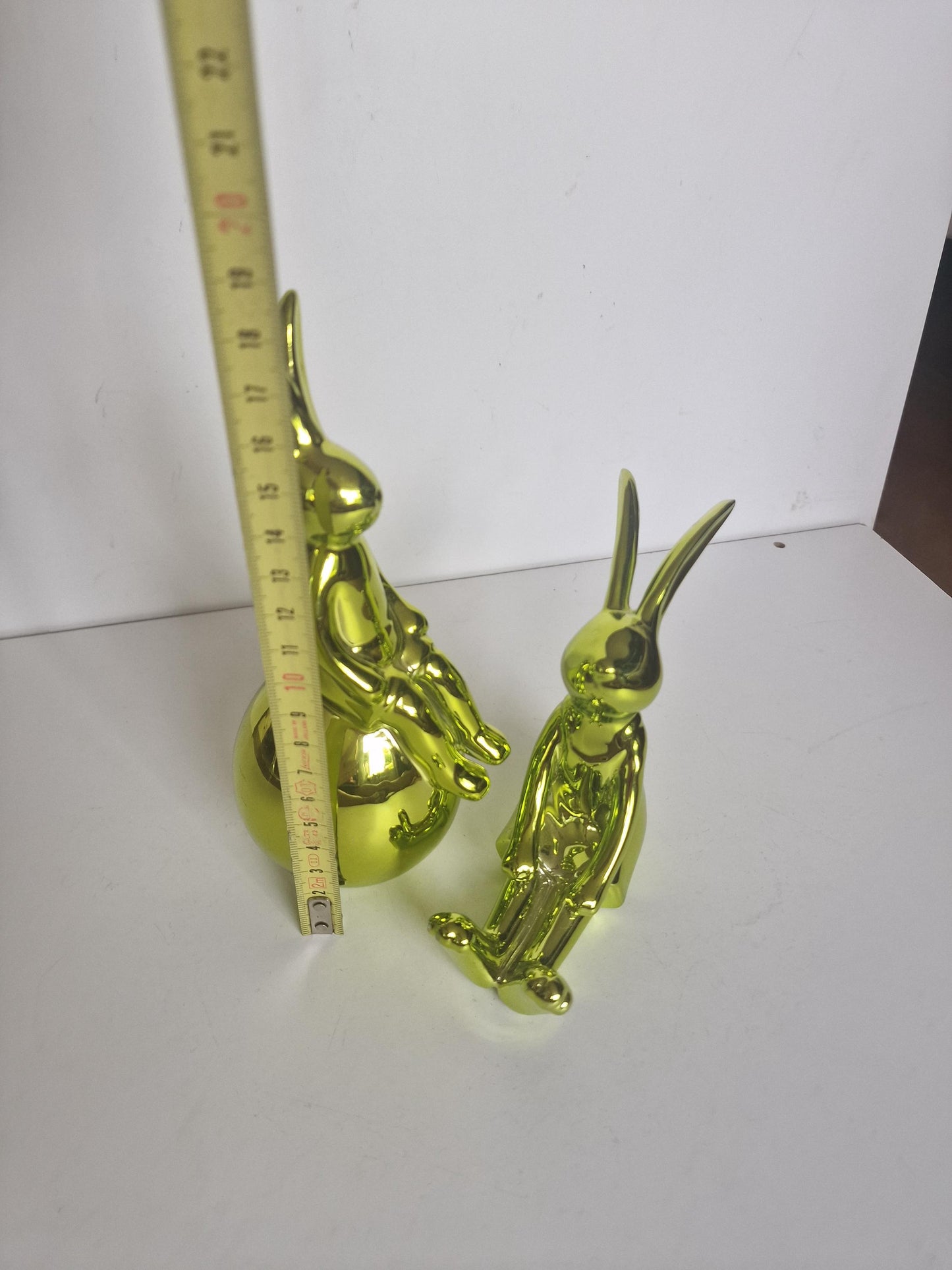 Metallic Green Bunny Figurines, Easter Decoration Set