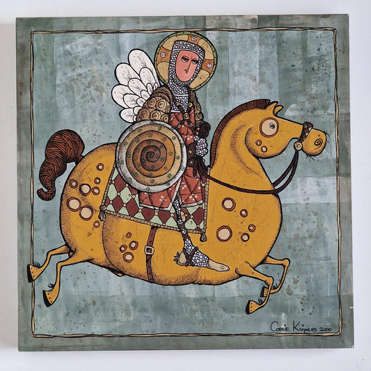 St George Knight Painting, Corrie Kuipers, Naive Art