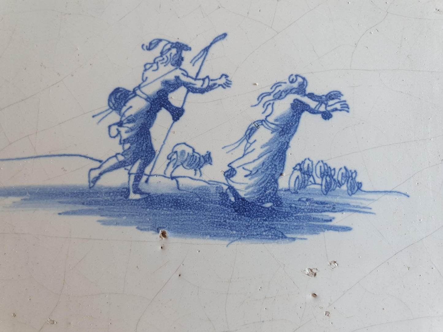 Antique Dutch Delft Tile, Mythological Scene, Holland, 1700 AD