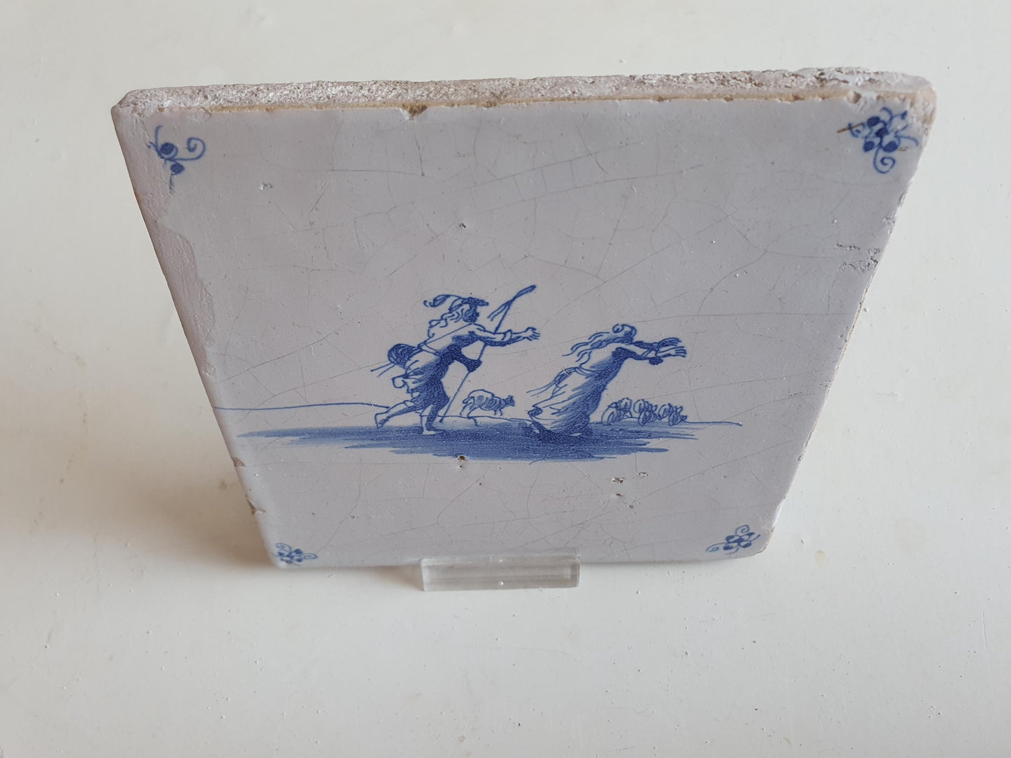 Antique Dutch Delft Tile, Mythological Scene, Holland, 1700 AD