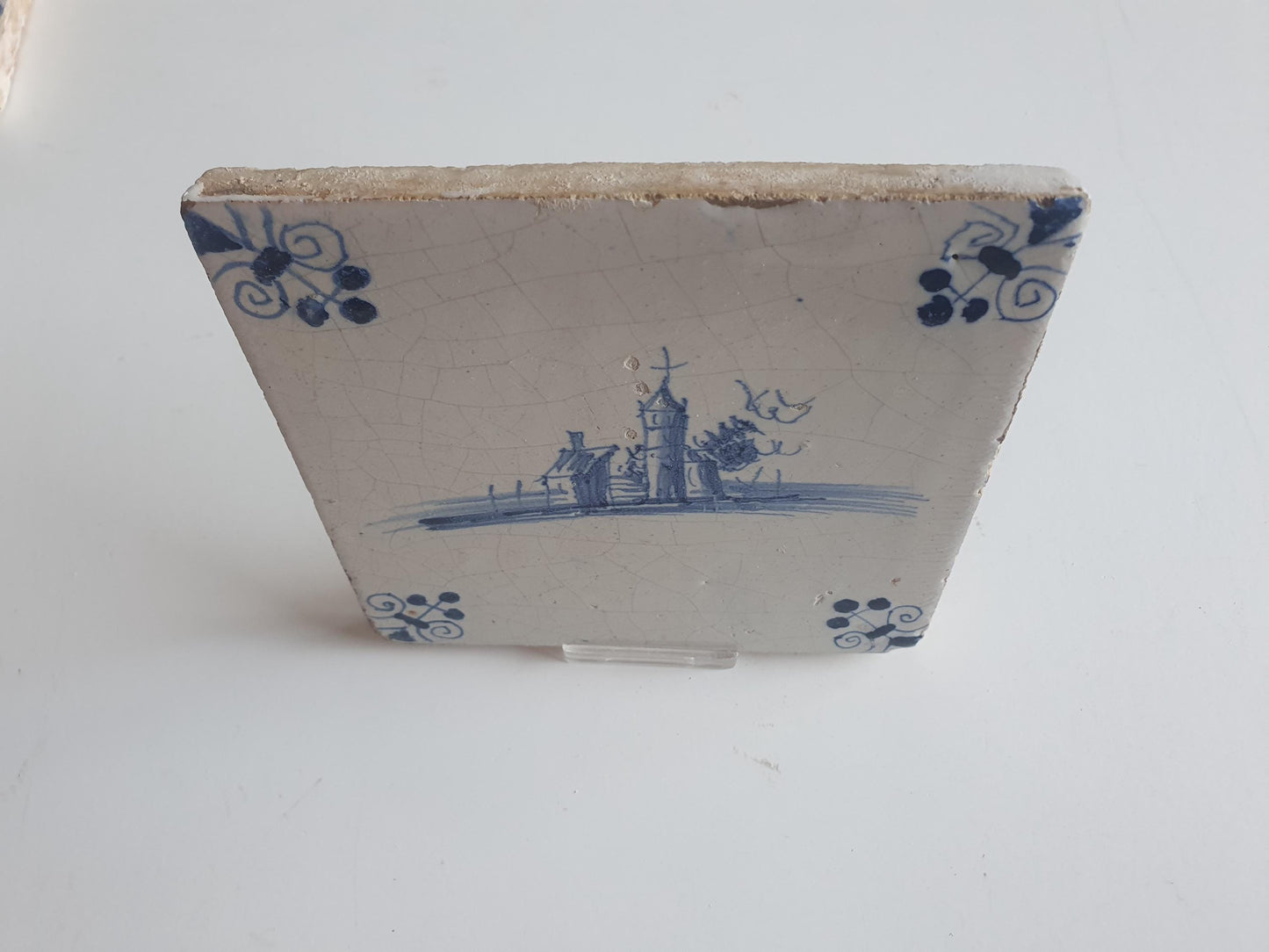 17th Century Dutch Delft Tile, Holland Landscape (13x13)