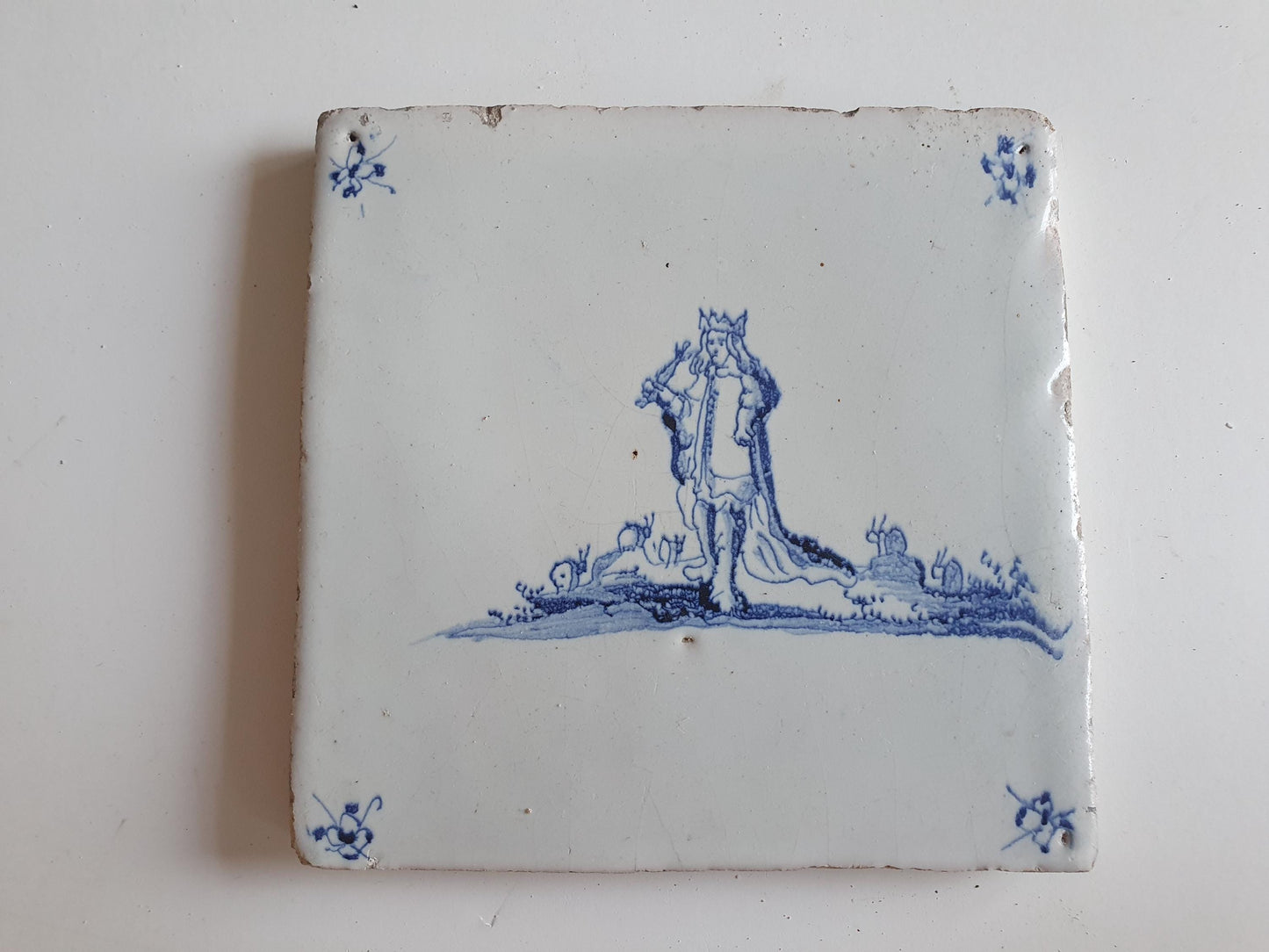 dutch antique tile, 17th century, king Rare !