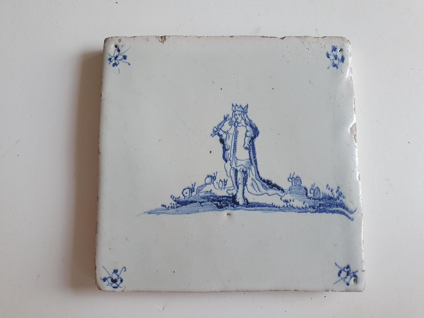 dutch antique tile, 17th century, king Rare !