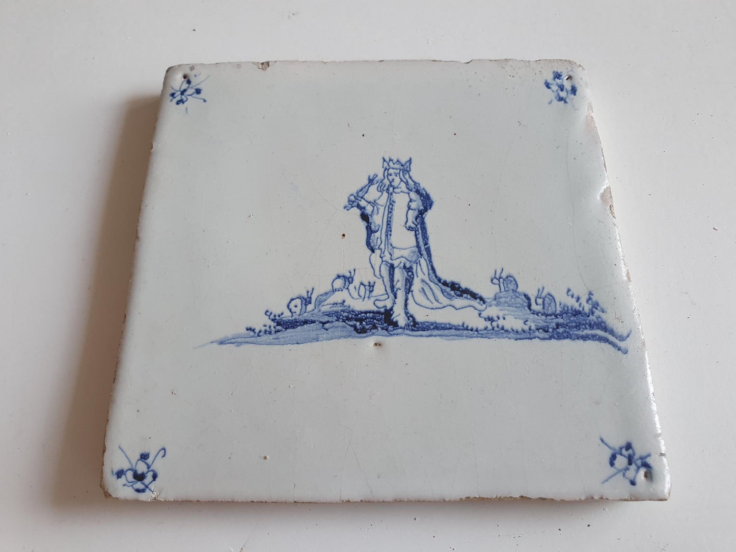 dutch antique tile, 17th century, king Rare !