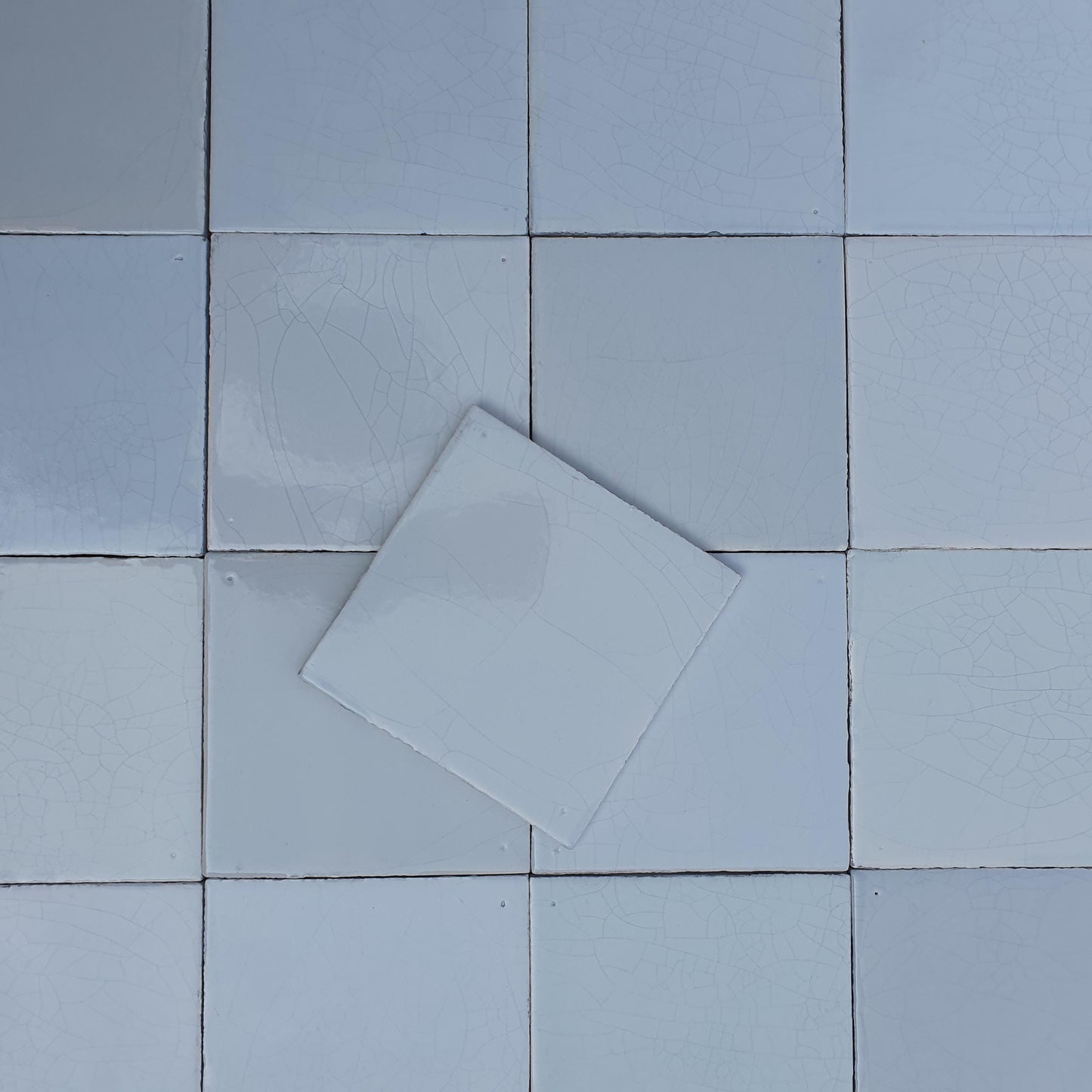 70 Handmade Delft White Tiles, Dutch Witjes, 13x13cm