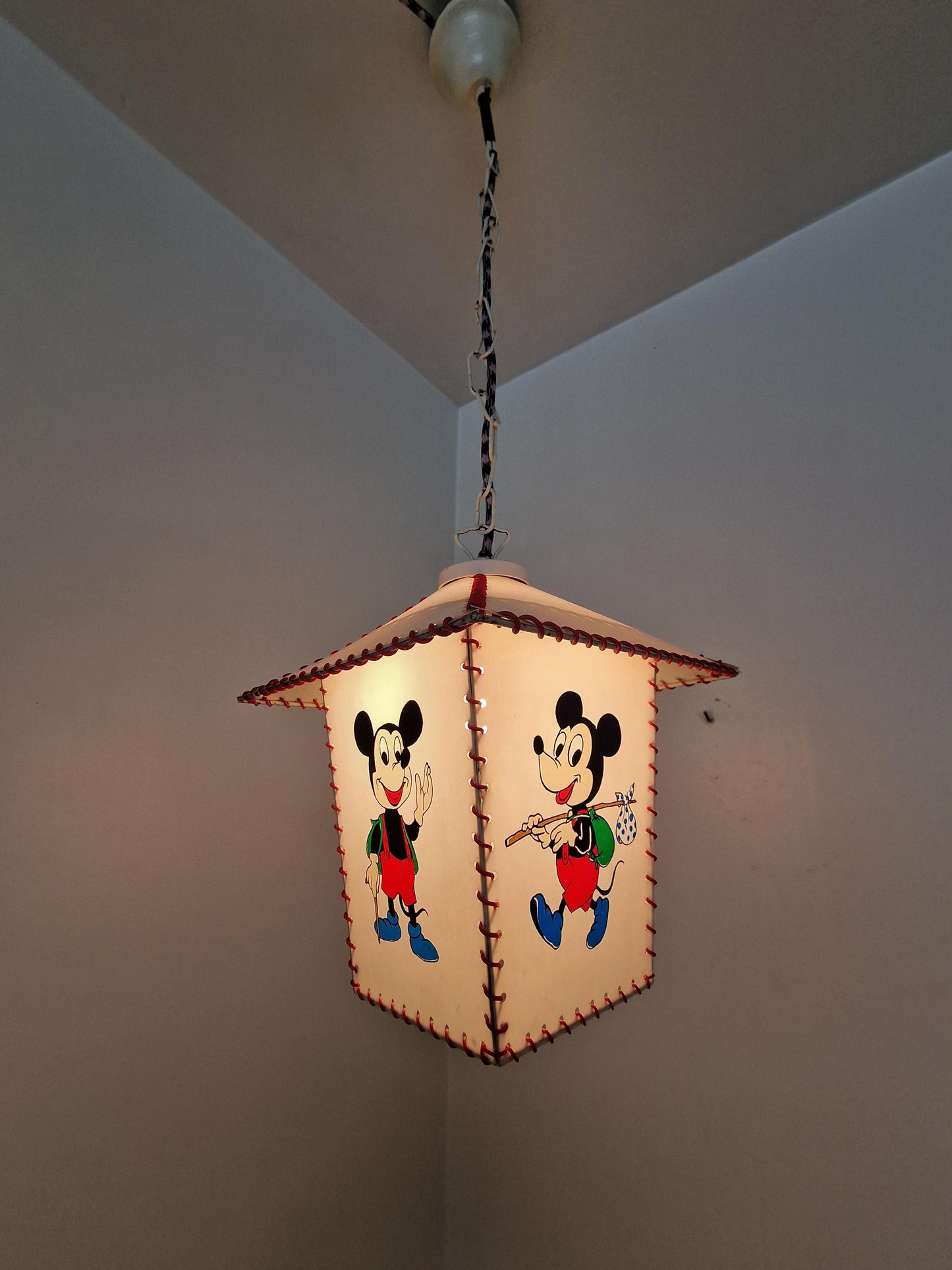 Vintage Mickey Mouse Ceiling Lamp, Walt Disney Collectible, 1950s German Pendant