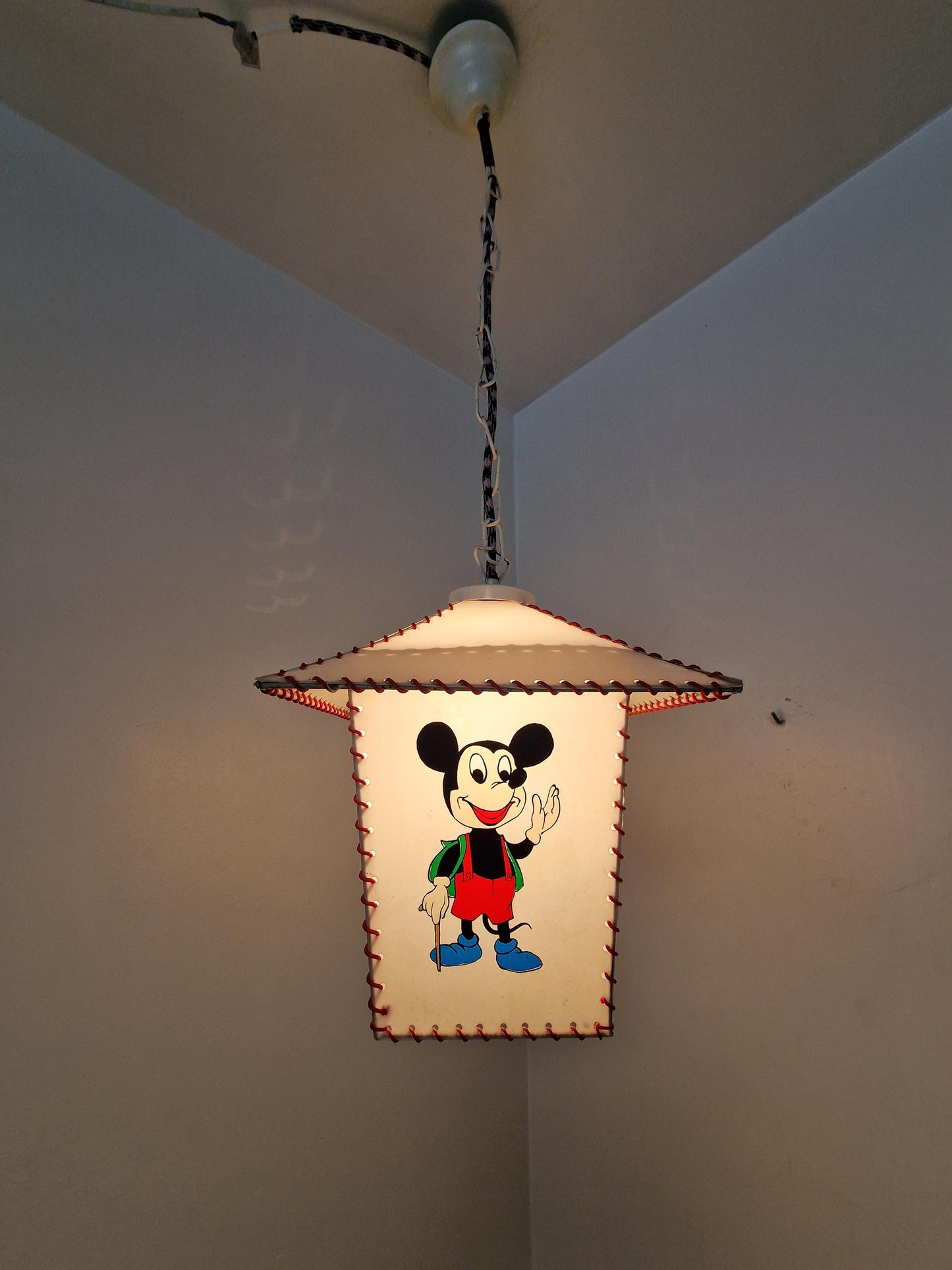 Vintage Mickey Mouse Ceiling Lamp, Walt Disney Collectible, 1950s German Pendant