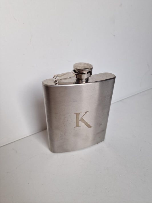 zakfles heupfles drank letter K monogram pocket flask hunter, unused