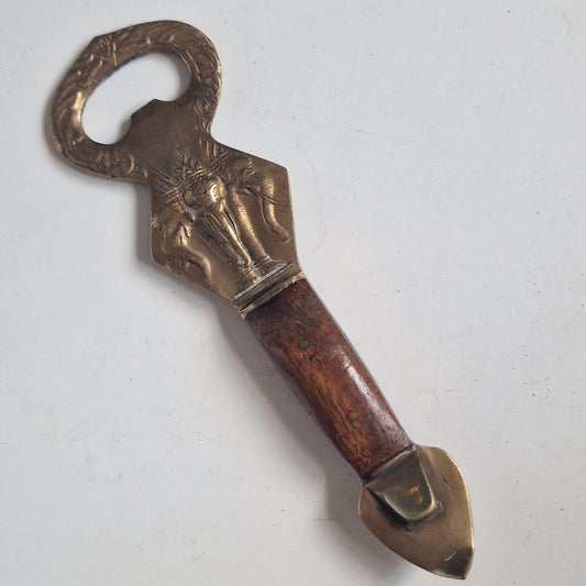 antique indian bottle opener, wood copper elephant adorable eyecather flesopener