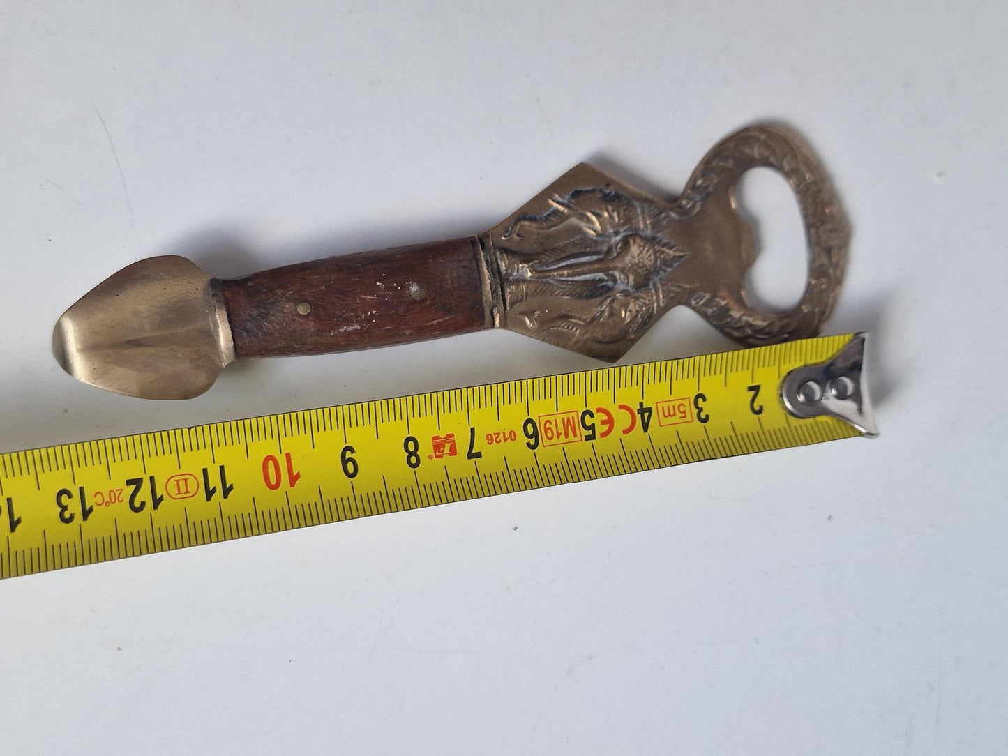 antique indian bottle opener, wood copper elephant adorable eyecather flesopener