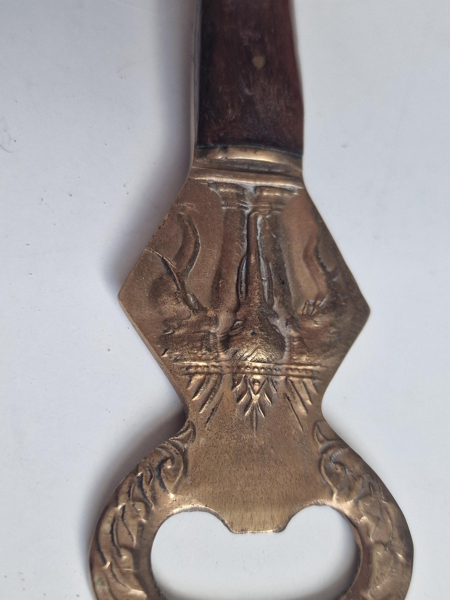 antique indian bottle opener, wood copper elephant adorable eyecather flesopener