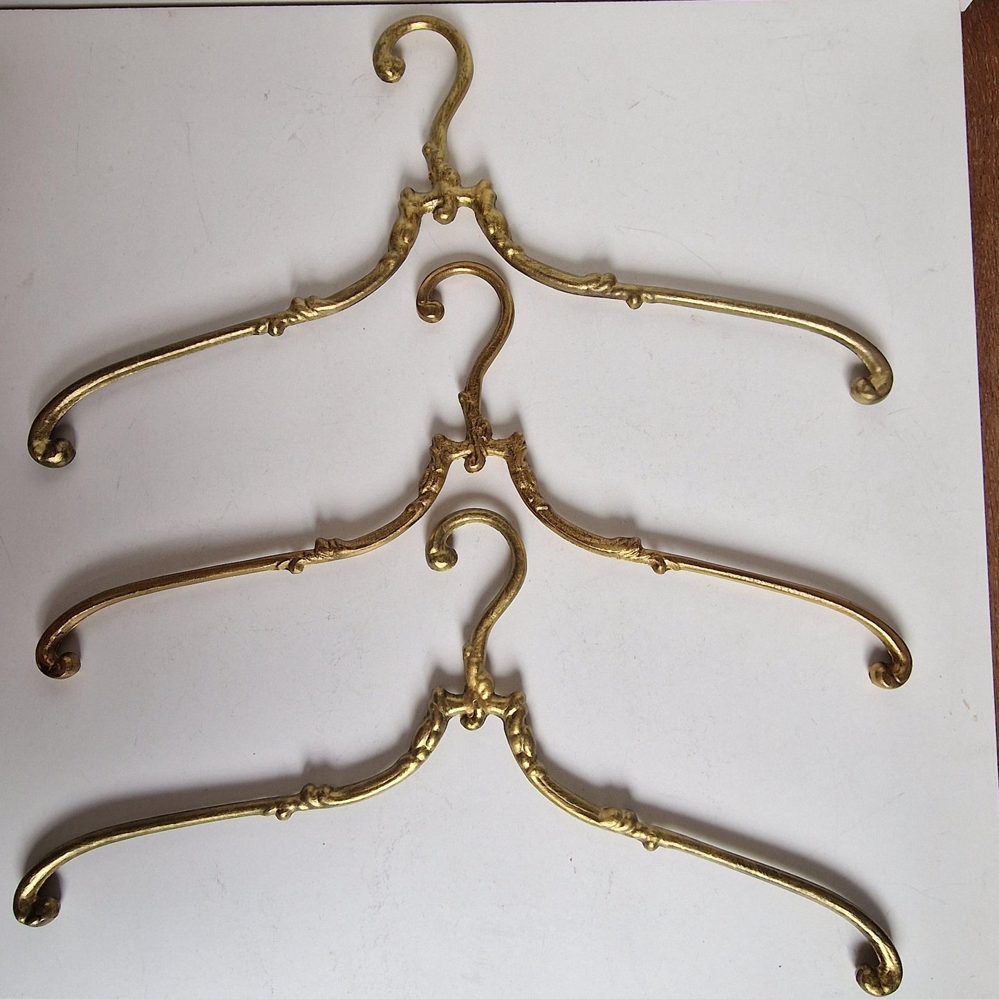 Antique Brass Clothes Hangers, Art Nouveau/Deco Style, Set of 3