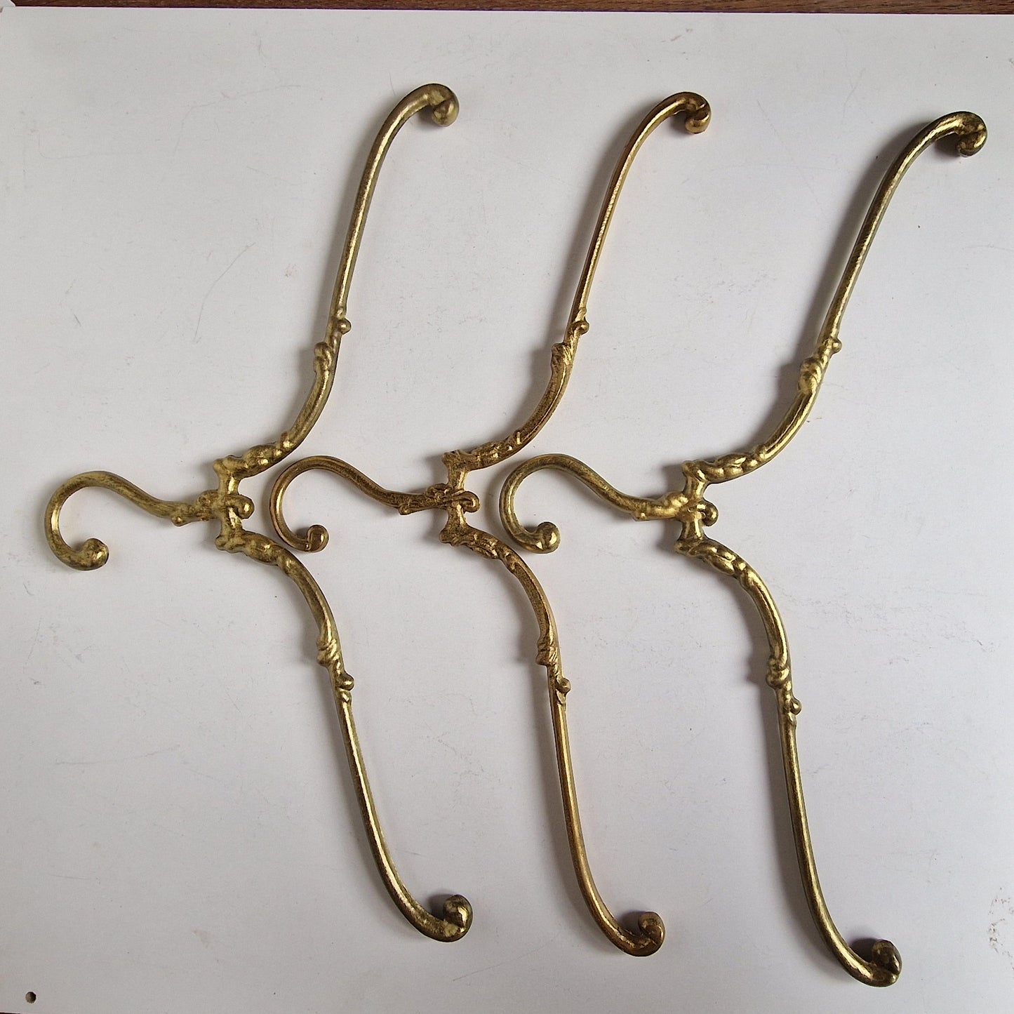Antique Brass Clothes Hangers, Art Nouveau/Deco Style, Set of 3