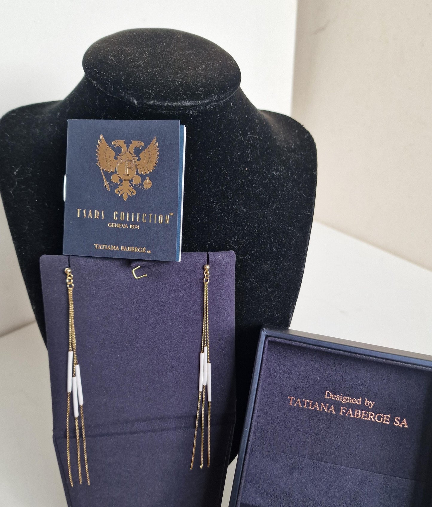 Fabergé Dangle Egg Earrings, 925 Silver 22K Gold Plated, Tsars Collection faberge
