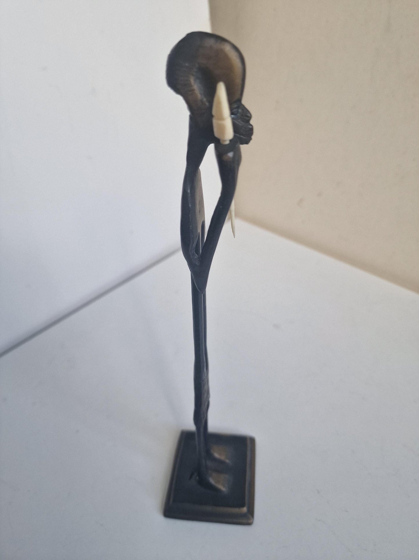 Vintage Bronze Goatherd Figurine, Ethiopian Folk Art