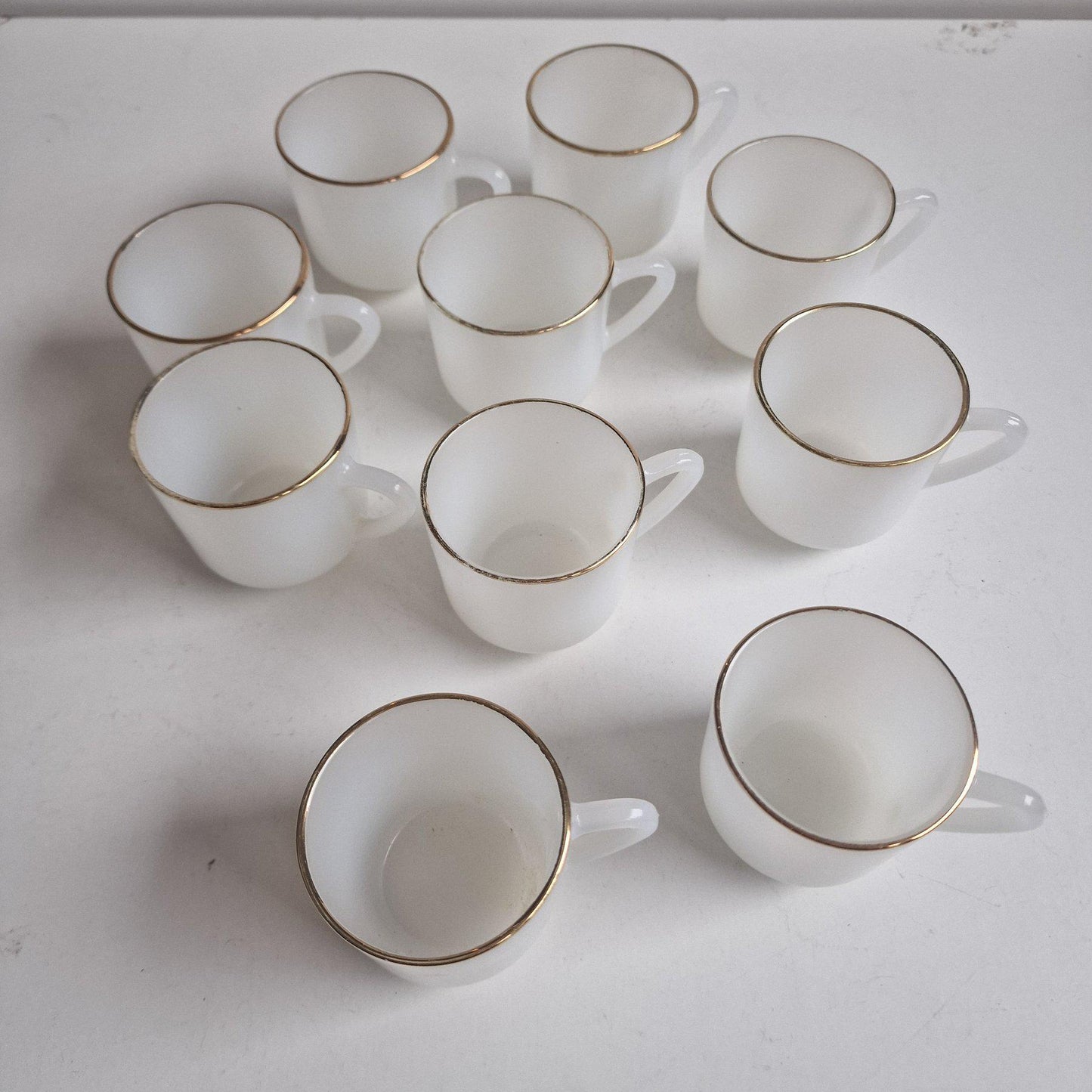 Vintage Arcopal Opaline Espresso Cups, 1970s French Coffee Set (10)