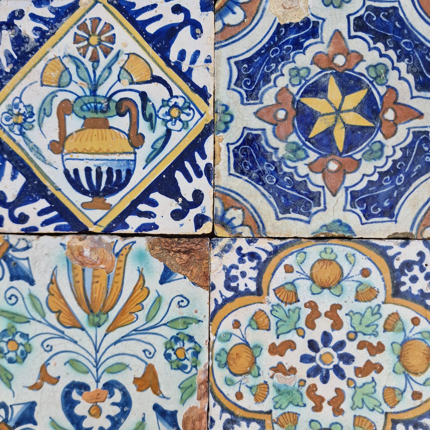 Antique Delft Tiles, 17th Century Dutch, Tilefield Set of 9