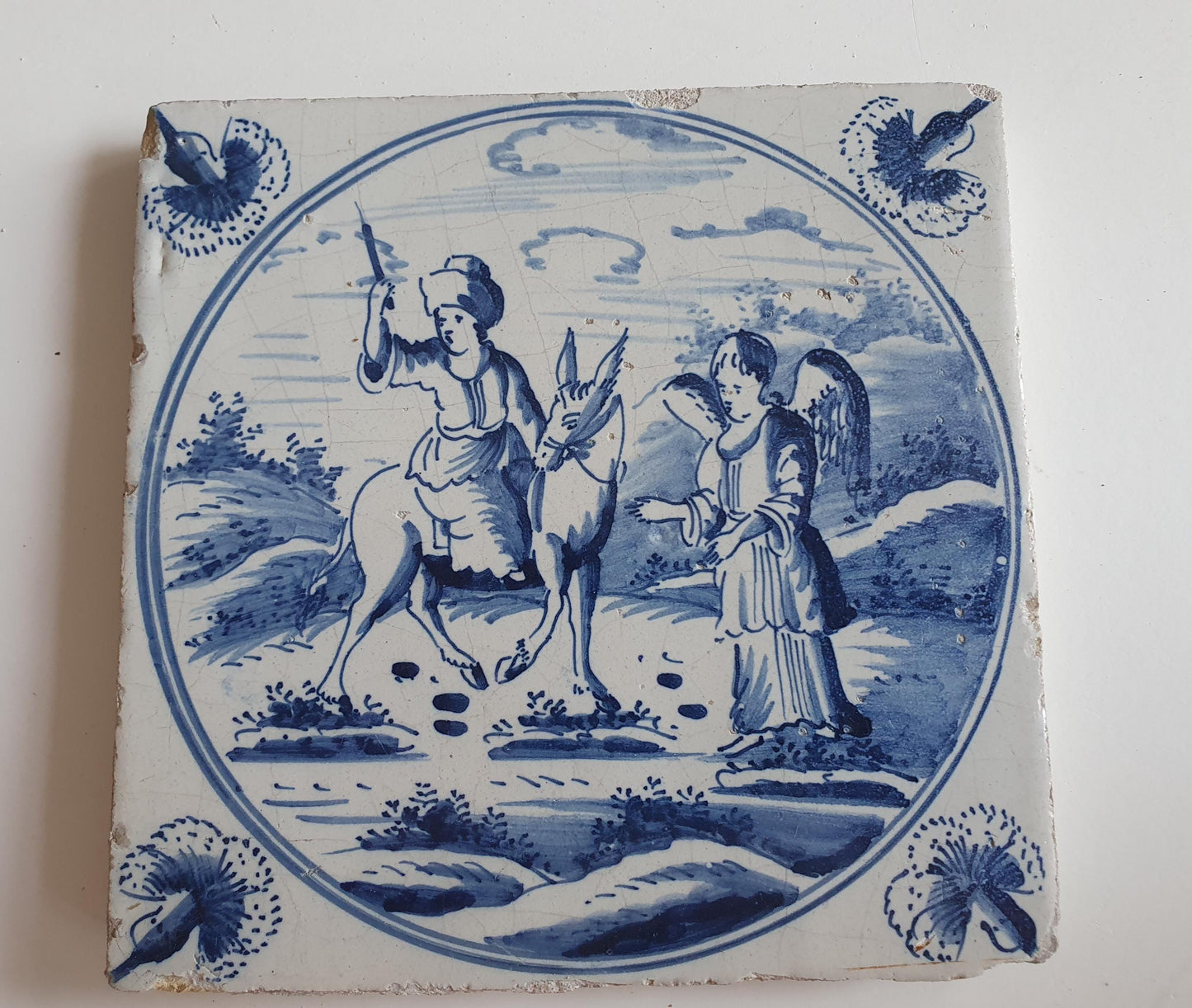 Antique Delft Blue Tile, Biblical Scene, Amsterdam, 1780