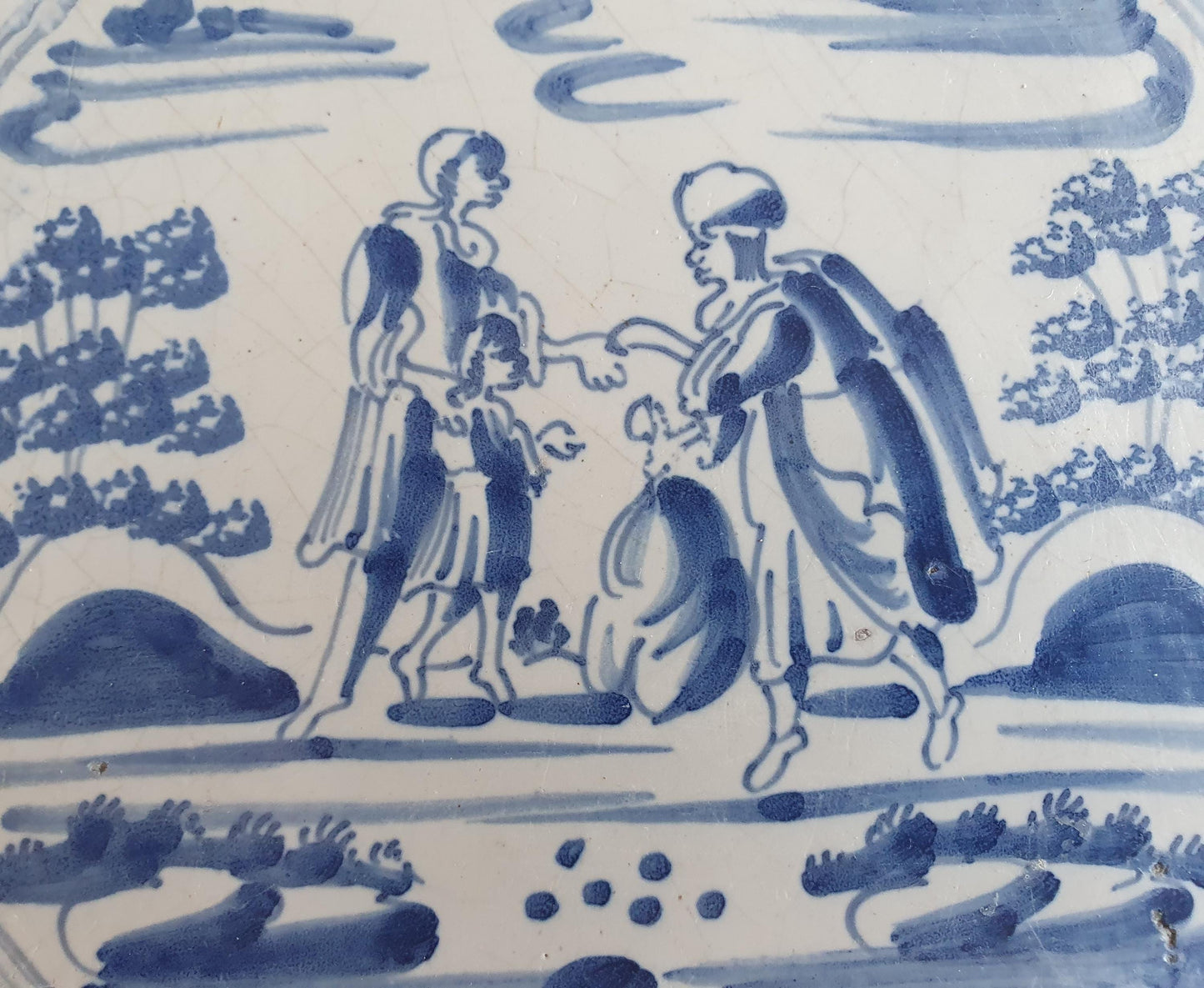 Antique Delft Tile, Biblical Scene, Dutch Blue, circa 1780