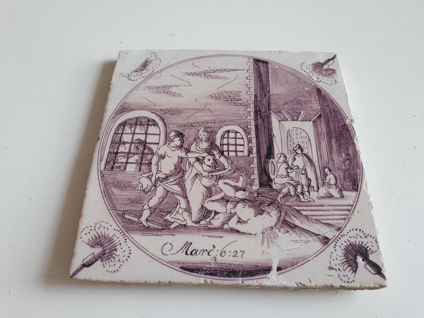 Antique Delft Tile, Biblical Scene, Amsterdam, 1780