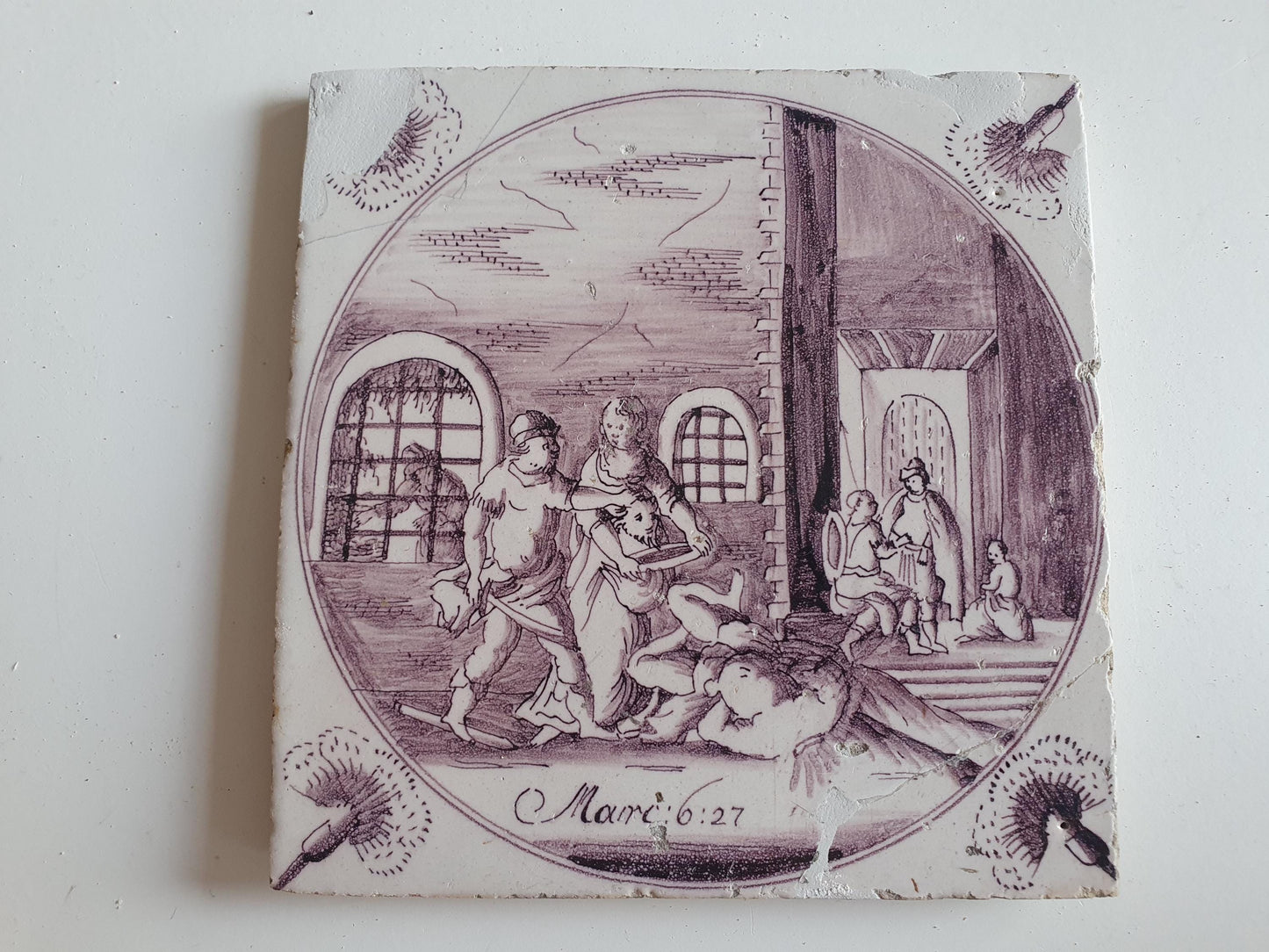Antique Delft Tile, Biblical Scene, Amsterdam, 1780