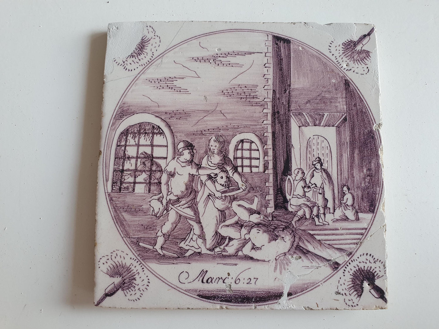 Antique Delft Tile, Biblical Scene, Amsterdam, 1780