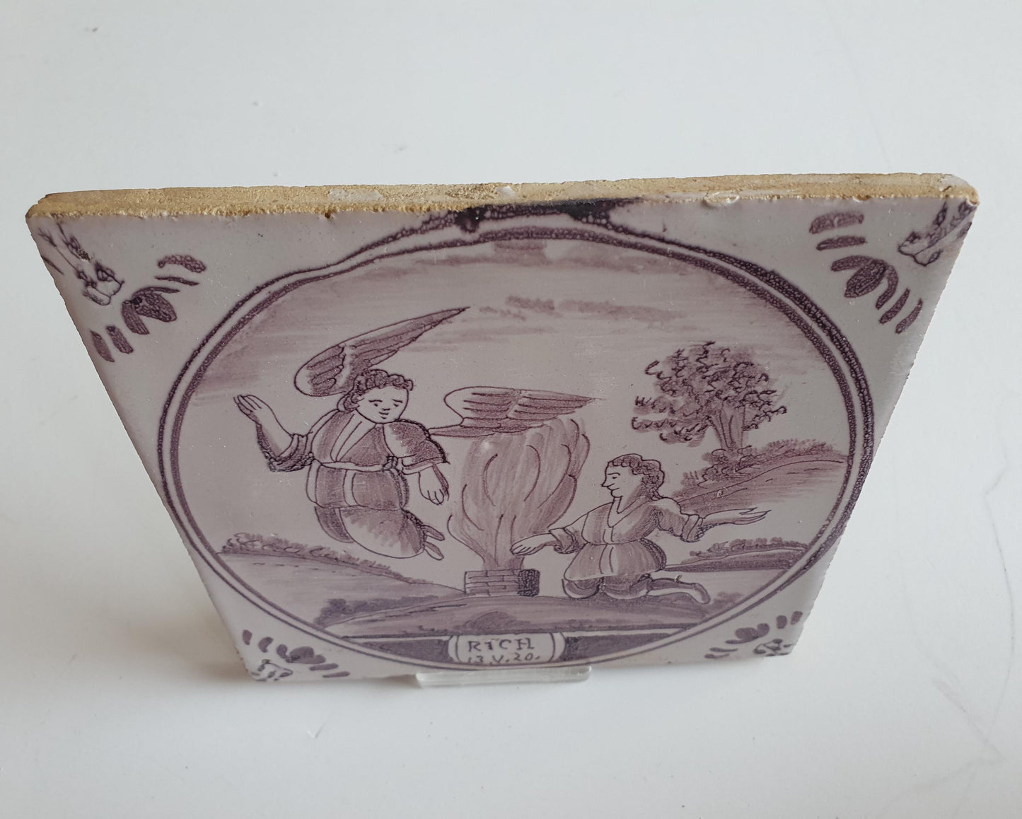 Antique Delft Tile: Biblical Scene, Dutch Majolica, Circa 1860